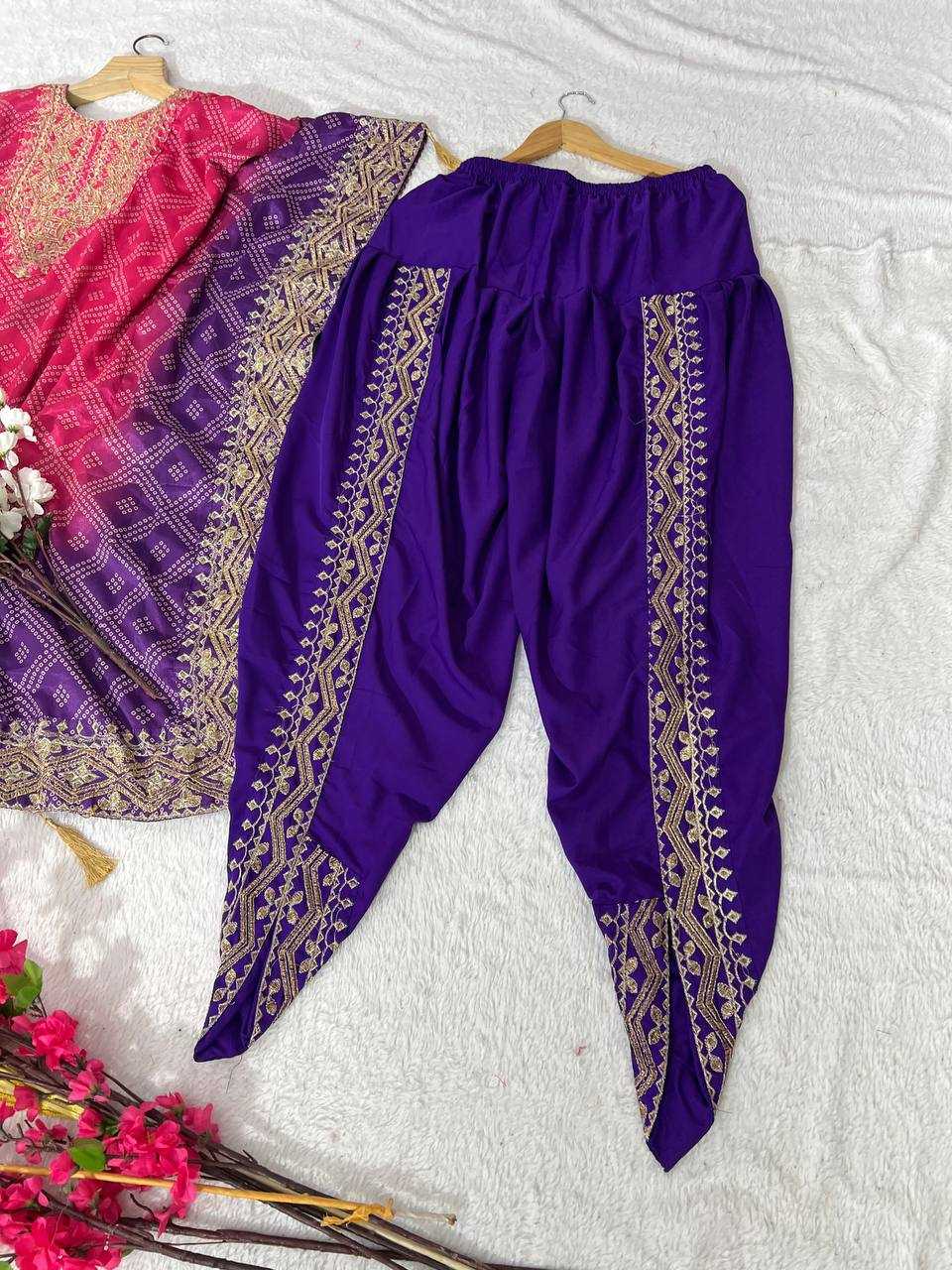 YNF CHINON SILK KESH399 3129 KURTI WHOLESALE SILK EMBROIDERED KAFTAN KURTI WITH DHOTI MANUFACTURER- Kapda Export