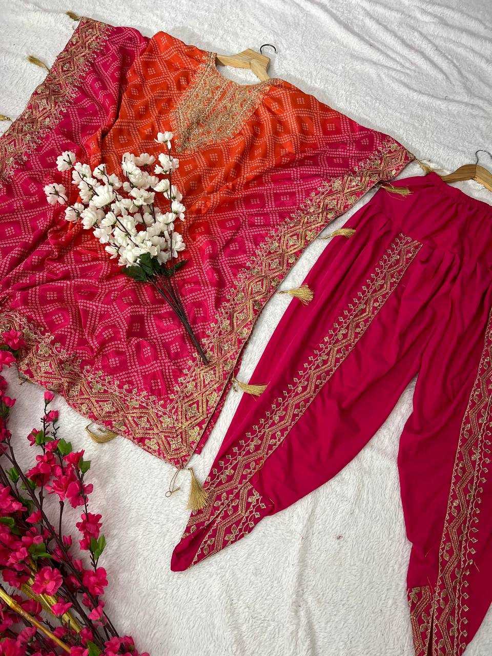 YNF CHINON SILK KESH399 3129 KURTI WHOLESALE SILK EMBROIDERED KAFTAN KURTI WITH DHOTI MANUFACTURER- Kapda Export