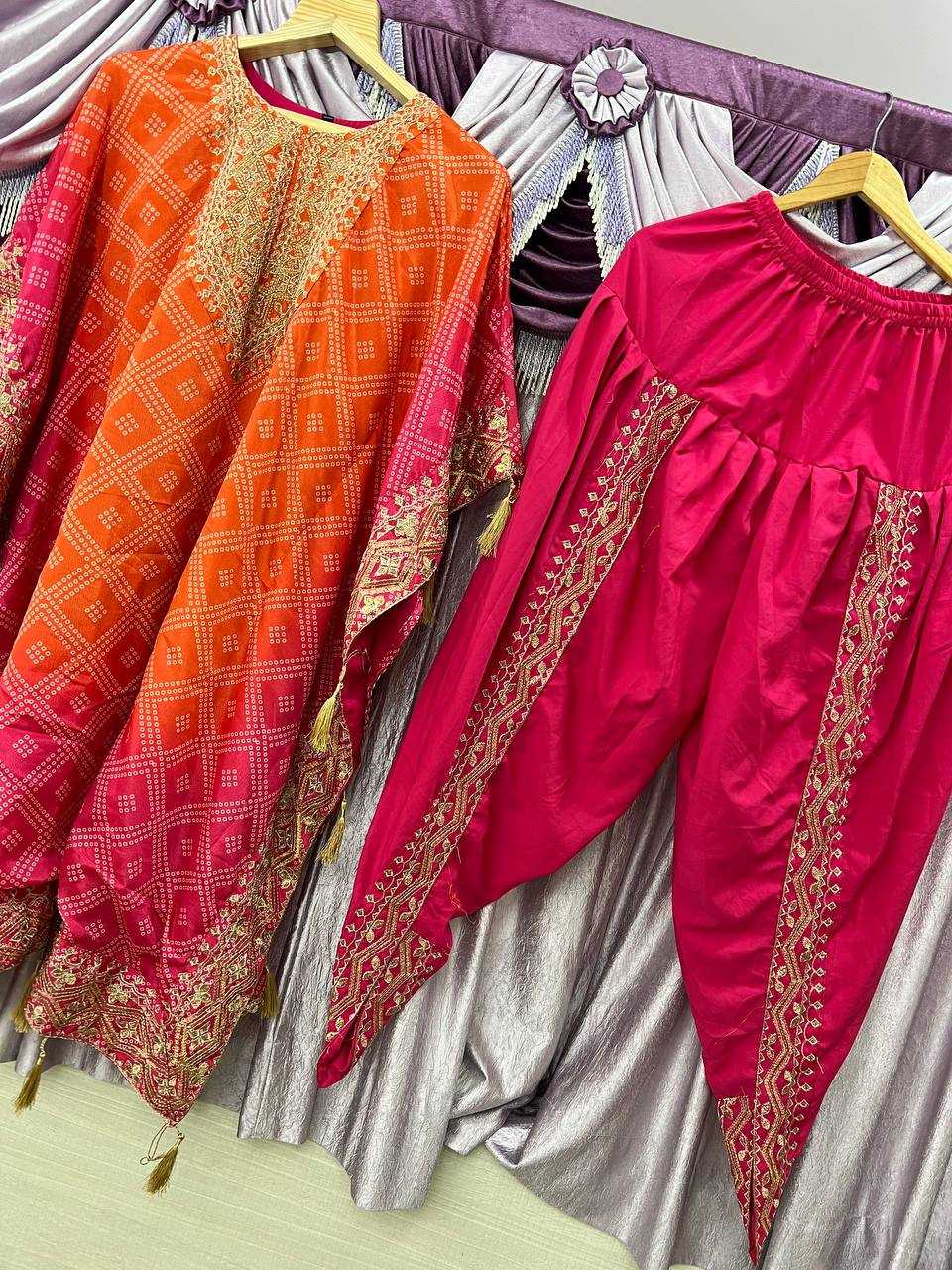 YNF CHINON SILK KESH399 3129 KURTI WHOLESALE SILK EMBROIDERED KAFTAN KURTI WITH DHOTI MANUFACTURER- Kapda Export