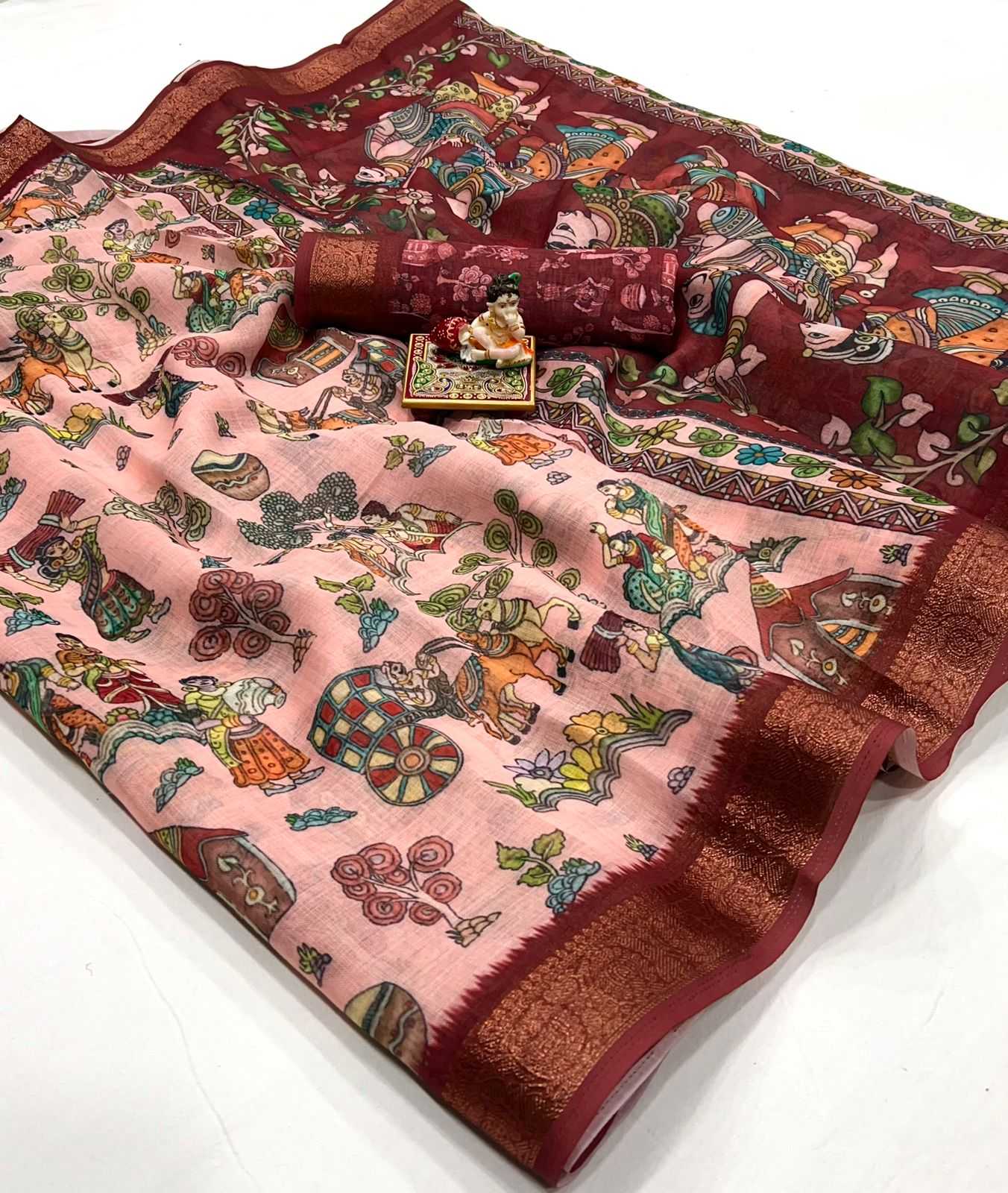 YNF LINEN COTTON KESH263 SBI25 SAREES WHOLESALE LINEN PRINTED ZARI BORDER SAREES MANUFACTURER- Kapda Export