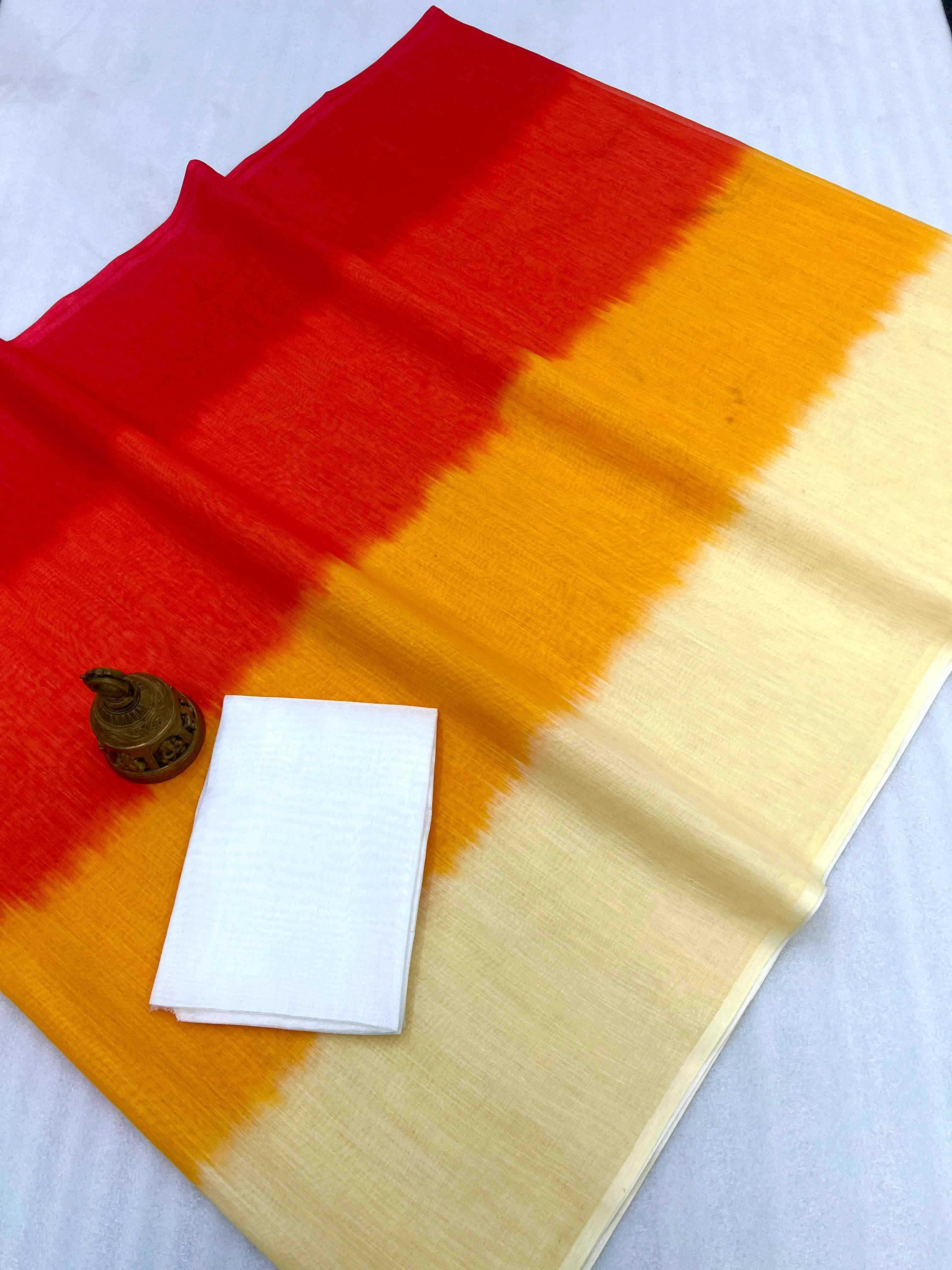 YNF LINEN KESH223 515 SAREE WHOLESALE LINEN PRINTED PLAIN SAREE MANUFACTURER- Kapda Export