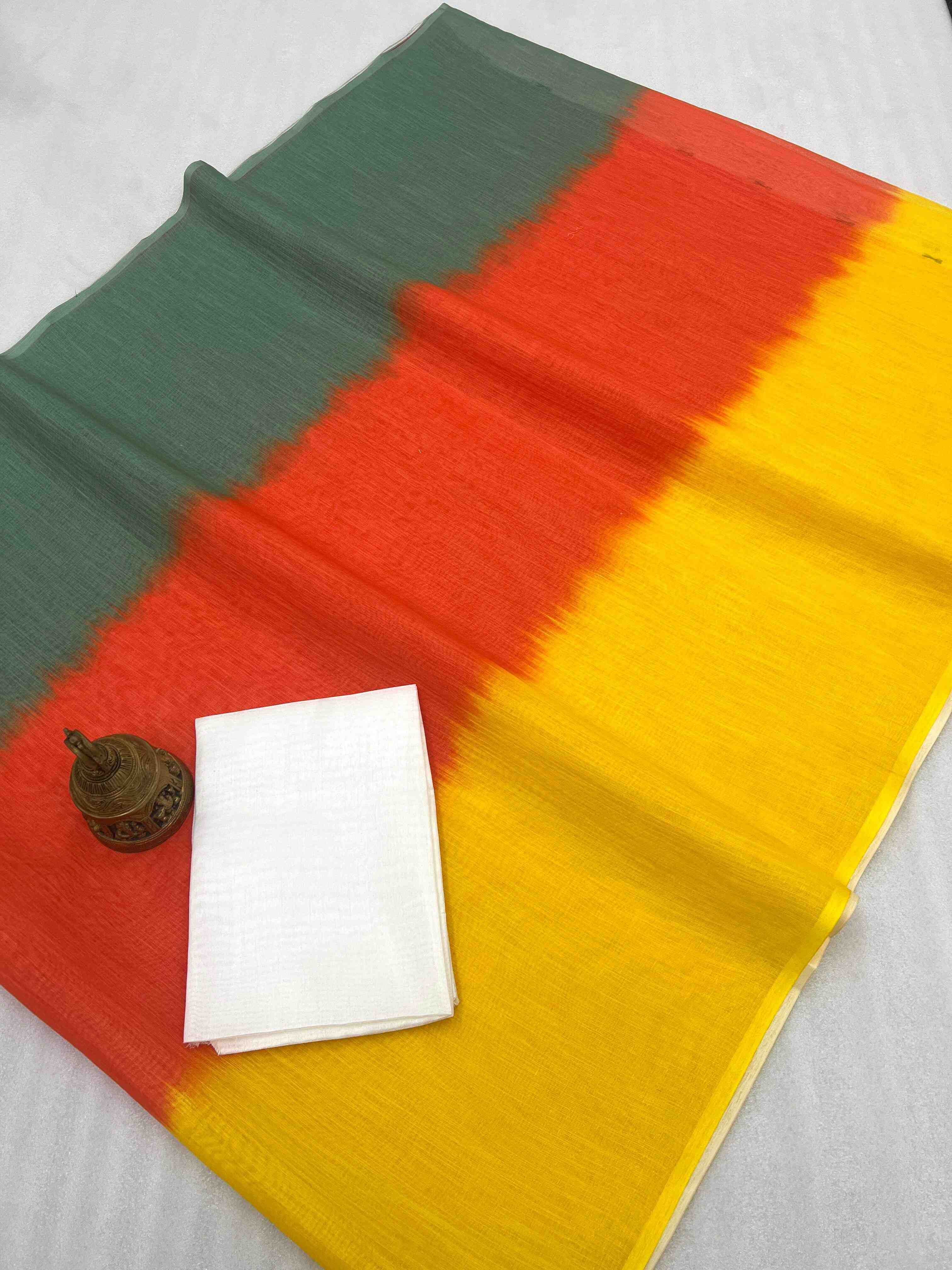 YNF LINEN KESH223 515 SAREE WHOLESALE LINEN PRINTED PLAIN SAREE MANUFACTURER- Kapda Export