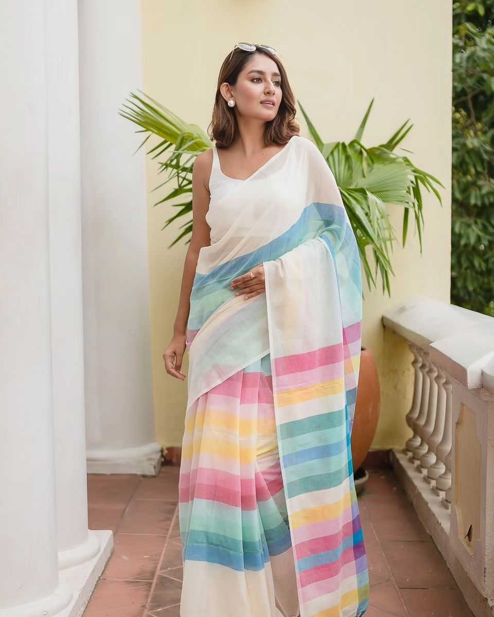 YNF LINEN KESH223 515 SAREE WHOLESALE LINEN PRINTED PLAIN SAREE MANUFACTURER- Kapda Export