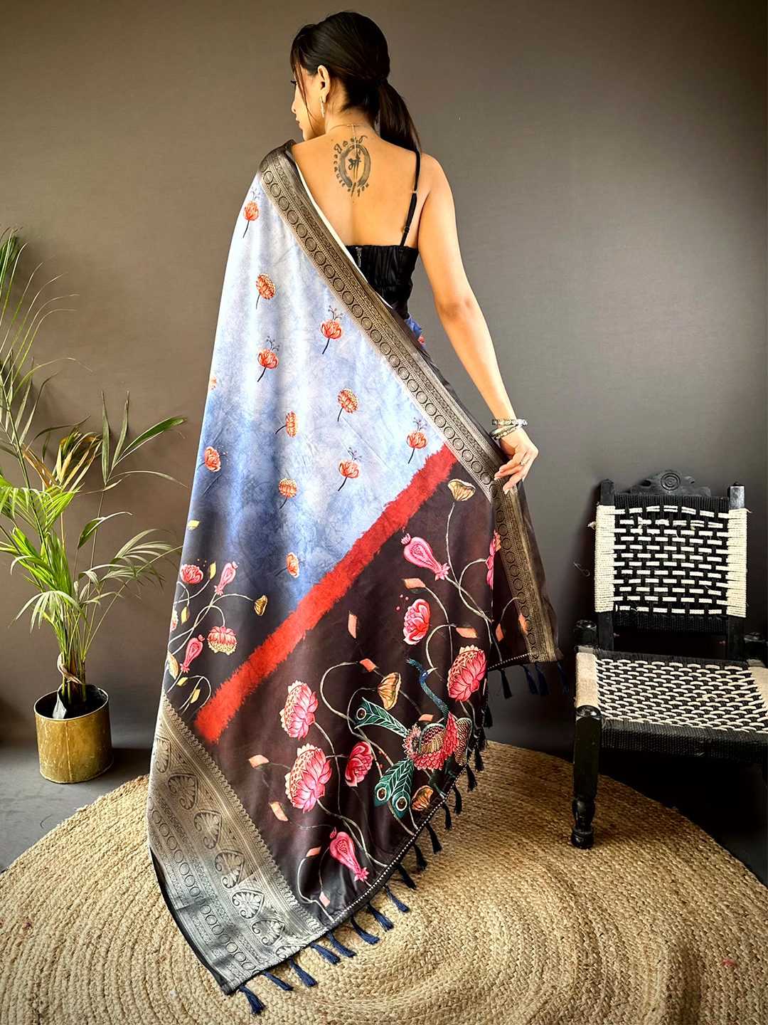 Ynf Soft Silk KESH276 Soft Silk Flower Sarees Wholesale Party Wear Sarees Printed Sarees Ombre Sarees Manufacturer- Kapda Export