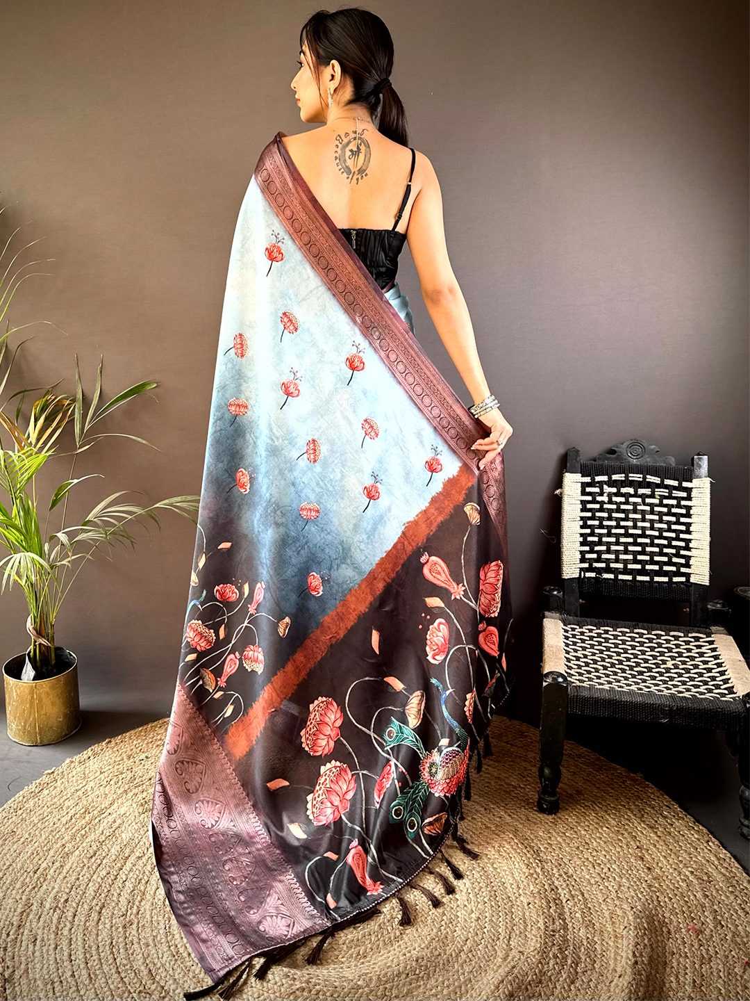 Ynf Soft Silk KESH276 Soft Silk Flower Sarees Wholesale Party Wear Sarees Printed Sarees Ombre Sarees Manufacturer- Kapda Export