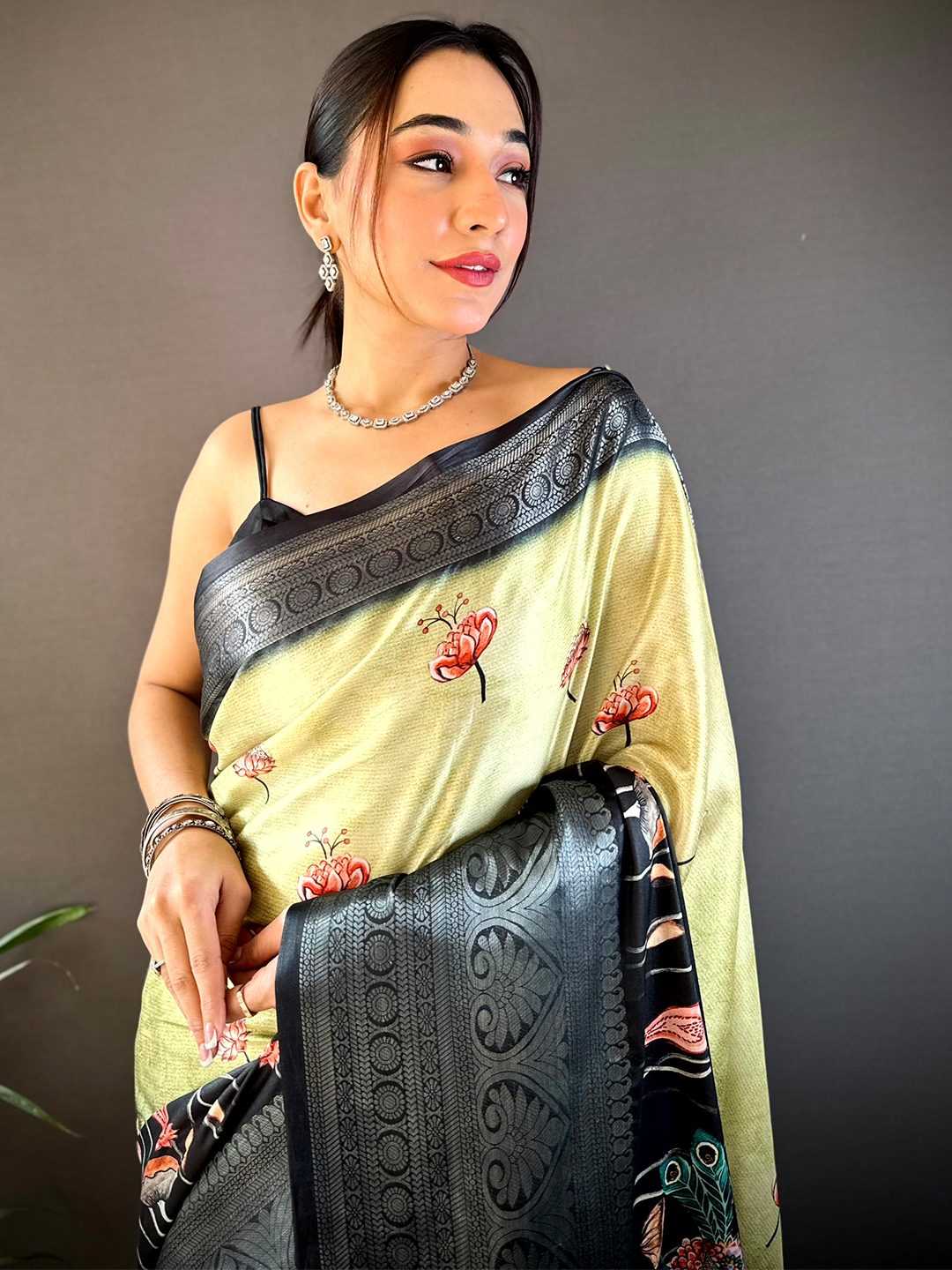 Ynf Soft Silk KESH276 Soft Silk Flower Sarees Wholesale Party Wear Sarees Printed Sarees Ombre Sarees Manufacturer- Kapda Export