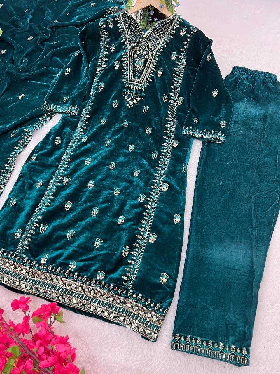 YNF VELVET KESH399 3132 SUITS & DRESSES WHOLESALE HIGH-LOW WEDDING EID SUITS MANUFACTURER- Kapda Export