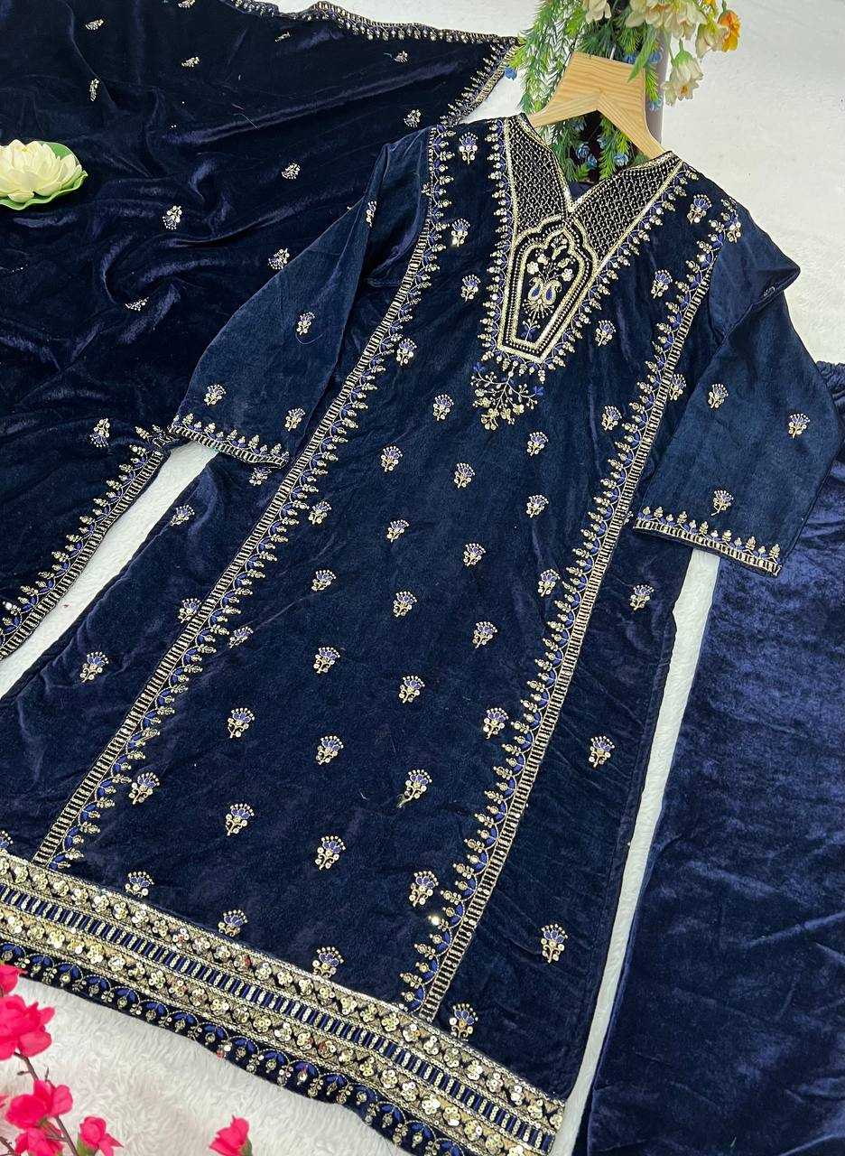 YNF VELVET KESH399 3132 SUITS & DRESSES WHOLESALE HIGH-LOW WEDDING EID SUITS MANUFACTURER- Kapda Export