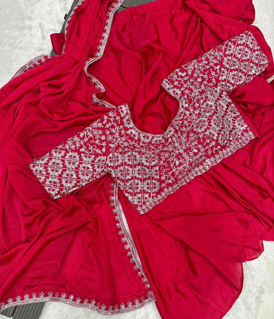 Ynf Chinon RIN187 642 Sarees Wedding Collections Festive Collections Wholesale Ready To Wear Sarees Embroidered Sarees Saree with Belt Manufacturer- Kapda Export