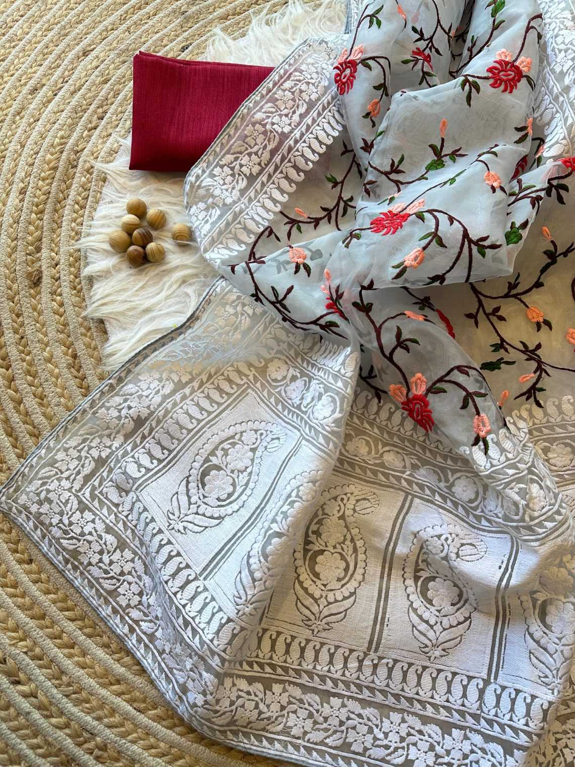 Ynf Organza Silk KESH106 Shrii Sarees Silk Sarees Festive Collections Wholesale Organza Sarees Embroidered Sarees Chikan Sarees Manufacturer- Kapda Export