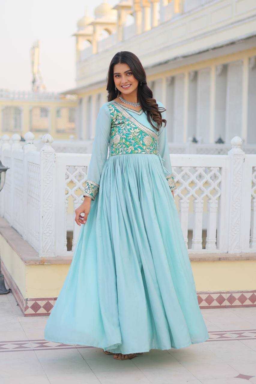 Ynf Pure Chiffon KESH126 076 Gowns Wholesale Fancy Gowns Long Gowns Chiffon Gowns Manufacturer- Kapda Export
