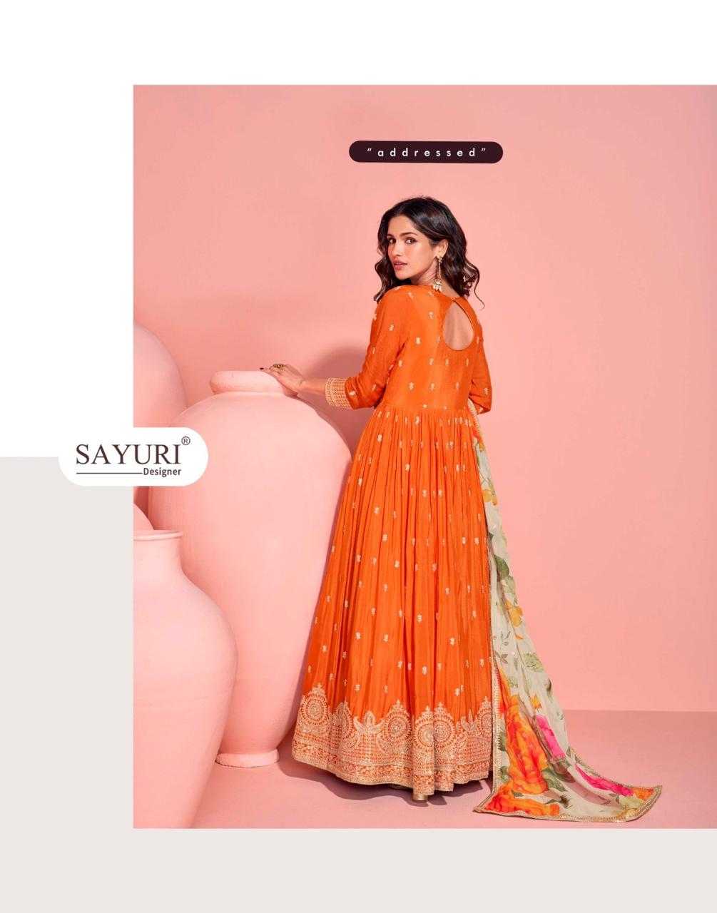 Ynf Chinon Silk RIN184 SAYURI DESIGNER-MAYURI Suits & Dresses Rakhi Collections Festive Collections Wholesale Party wear suits Silk Suits Embroidered Suits Manufacturer- Kapda Export