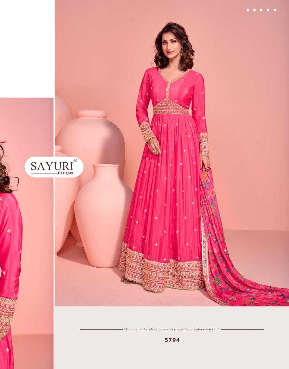 Ynf Chinon Silk RIN184 SAYURI DESIGNER-MAYURI Suits & Dresses Rakhi Collections Festive Collections Wholesale Party wear suits Silk Suits Embroidered Suits Manufacturer- Kapda Export