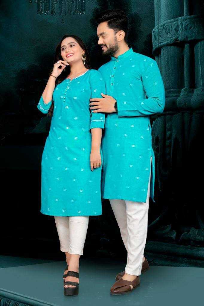 Ynf Pure Linen RIN173 Couple Wear Wholesale Matching Festive Outfits for Couples Manufacturer- Kapda Export