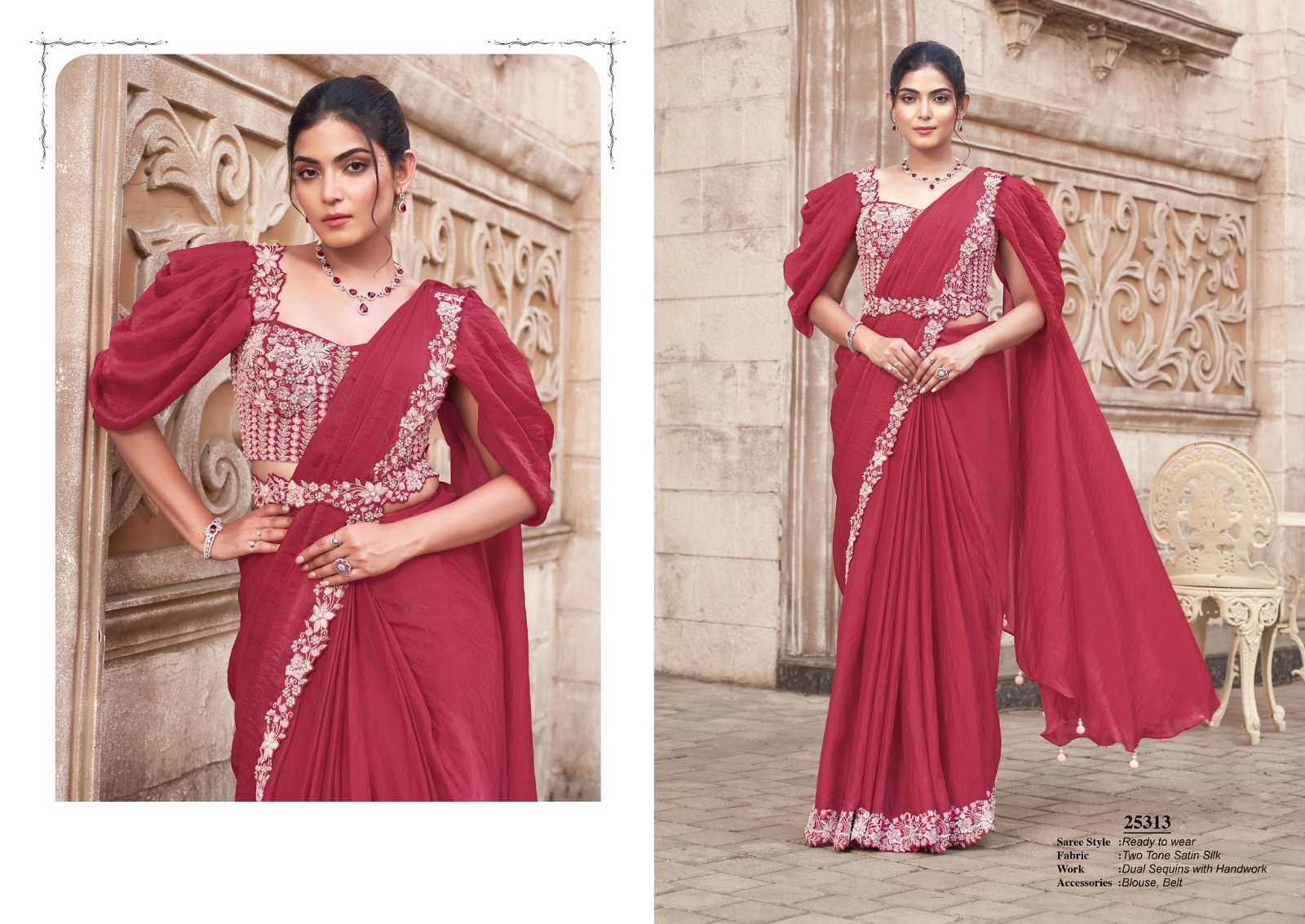 Ynf Satin Silk RIN184 MAHOTSAV-LUNA Sarees Rakhi Collections Festive Collections Wholesale Ready To Wear Sarees Hand Work Sarees Satin Sarees Manufacturer- Kapda Export
