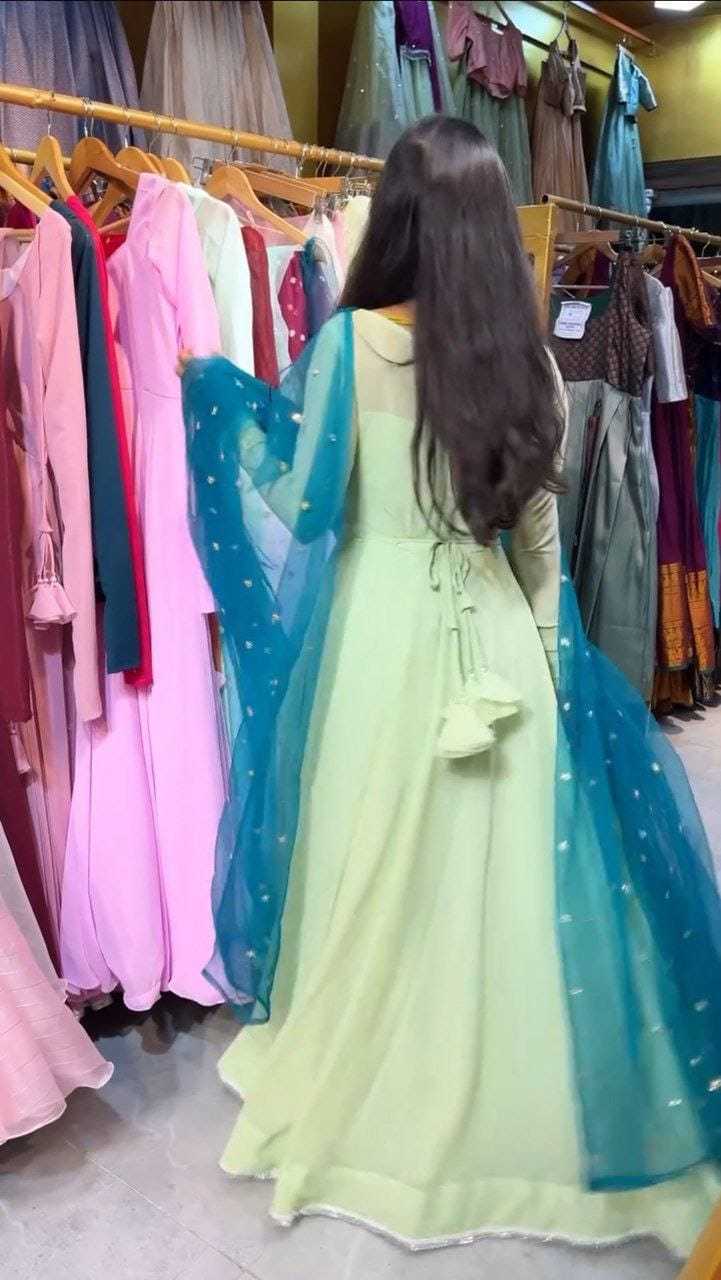 Ynf Georgette RIN157 2894 Gowns Diwali Collections Festive Collections Wholesale Fancy Gowns Party Gowns Georgette Gown Manufacturer- Kapda Export