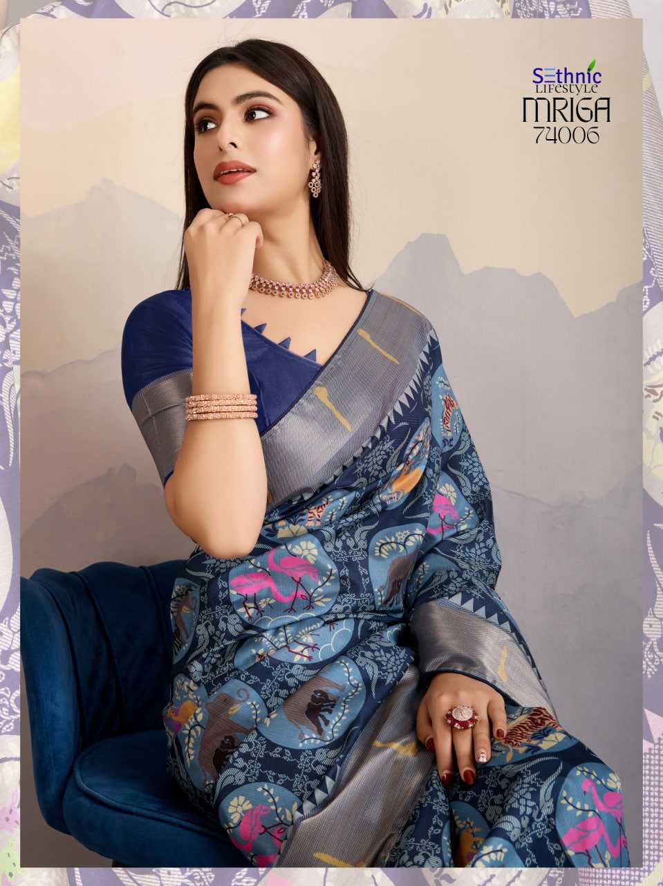 Ynf Satin RIN184 Sethnic Lifestyle-Mriga Patolsi Sarees Diwali Collections Festive Collections Wholesale Party Wear Sarees Fancy Sarees Printed Sarees Manufacturer- Kapda Export