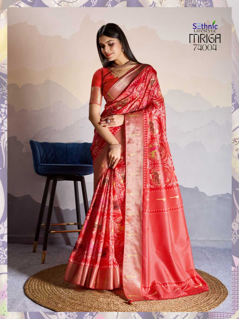 Ynf Satin RIN184 Sethnic Lifestyle-Mriga Patolsi Sarees Diwali Collections Festive Collections Wholesale Party Wear Sarees Fancy Sarees Printed Sarees Manufacturer- Kapda Export