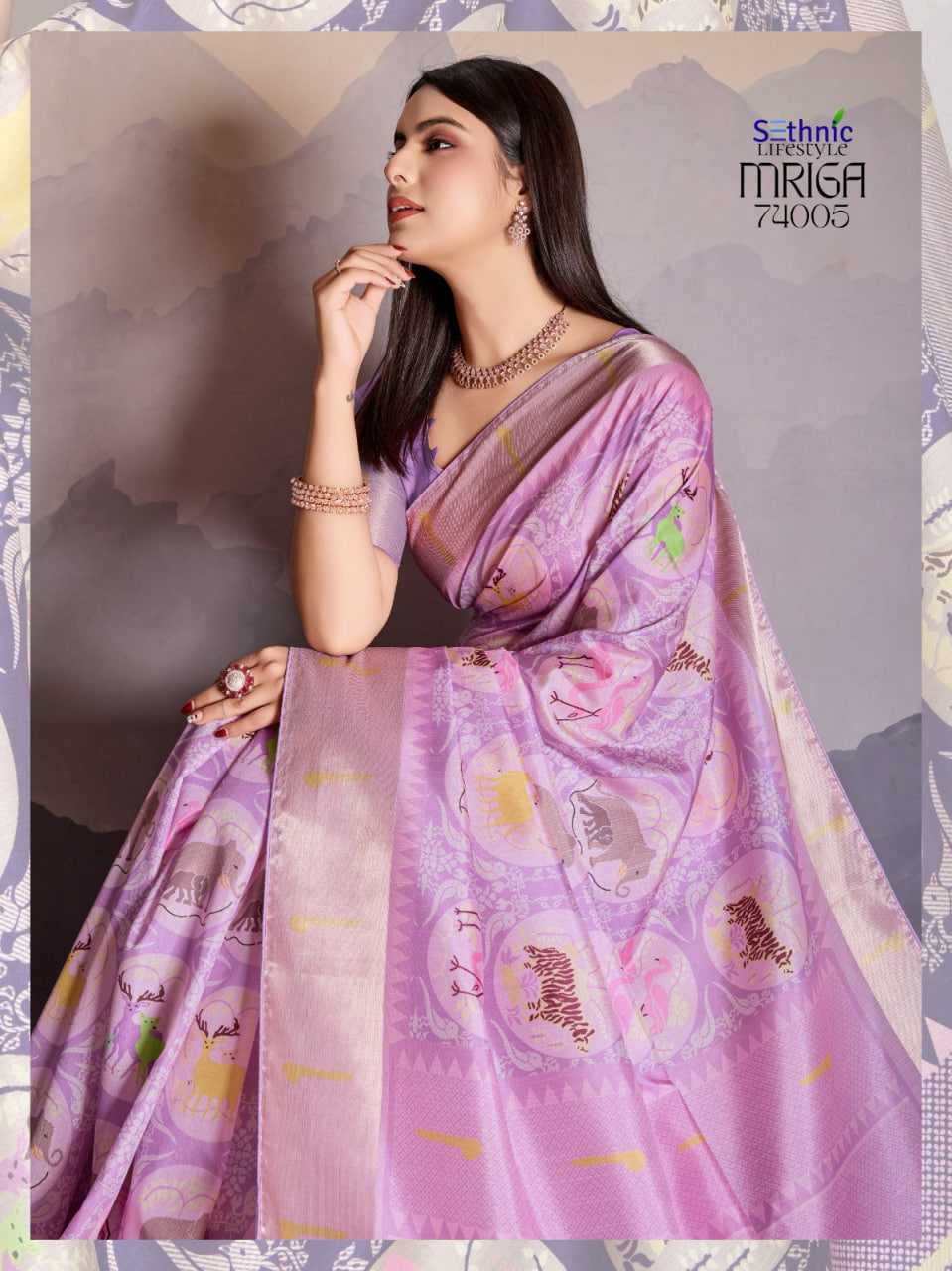 Ynf Satin RIN184 Sethnic Lifestyle-Mriga Patolsi Sarees Diwali Collections Festive Collections Wholesale Party Wear Sarees Fancy Sarees Printed Sarees Manufacturer- Kapda Export