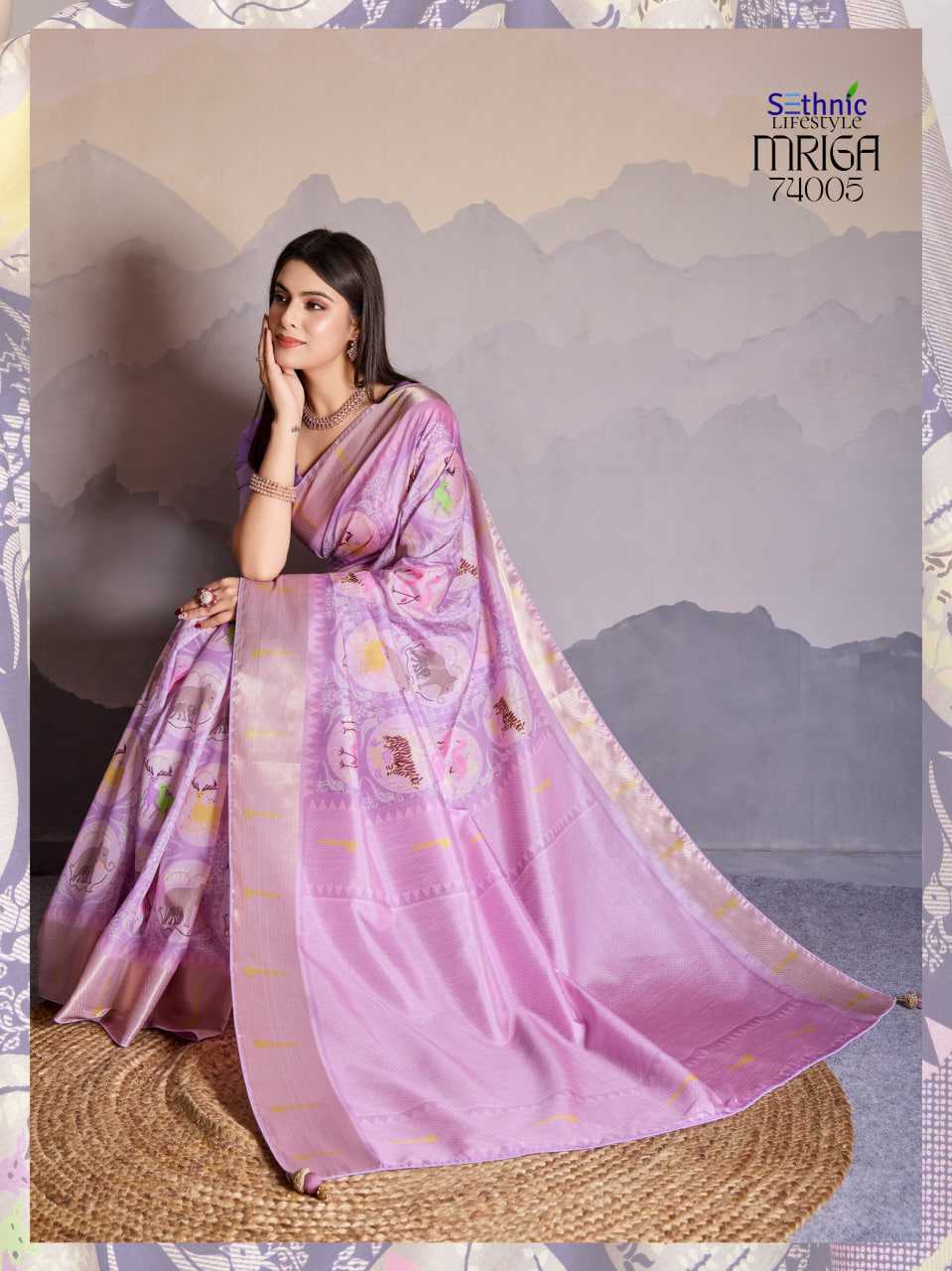 Ynf Satin RIN184 Sethnic Lifestyle-Mriga Patolsi Sarees Diwali Collections Festive Collections Wholesale Party Wear Sarees Fancy Sarees Printed Sarees Manufacturer- Kapda Export