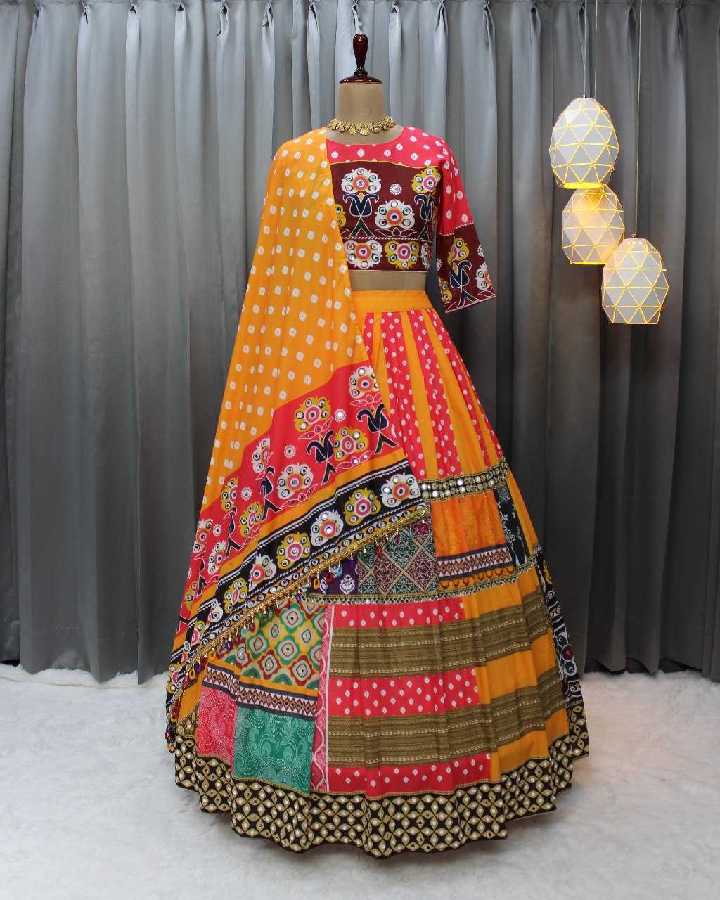 Ynf Muslin Cotton RIN207 1511 Lehengas Navratri Chaniya Choli Wholesale Designer Lehenga Choli Chaniya Choli Mirror Work Lehenga Manufacturer- Kapda Export