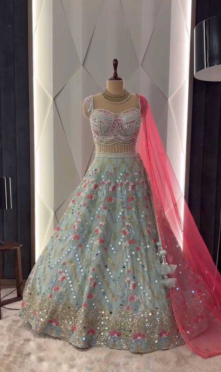 YNF FAUX GEORGETTE RIN108 1636 LEHENGAS WHOLESALE DESIGNER WEDDING EMBROIDERED LEHENGAS MANUFACTURER