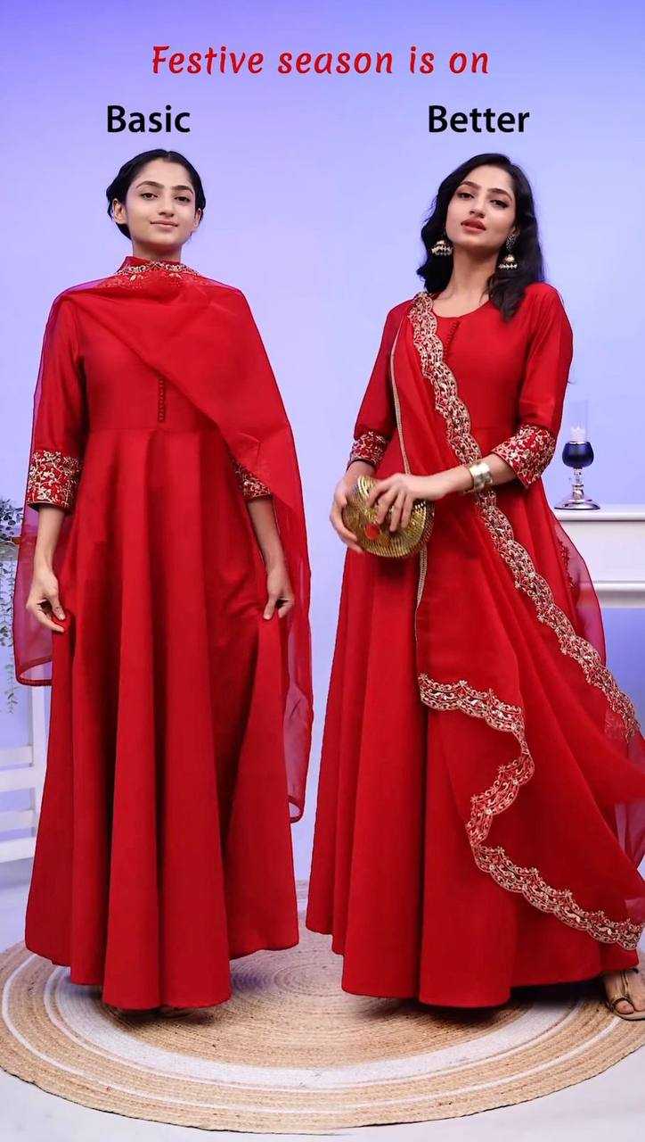 YNF TAPETA SILK RIN169 5751 GOWNS WHOLESALE LONG EMBROIDERY WORK GOWNS MANUFACTURER