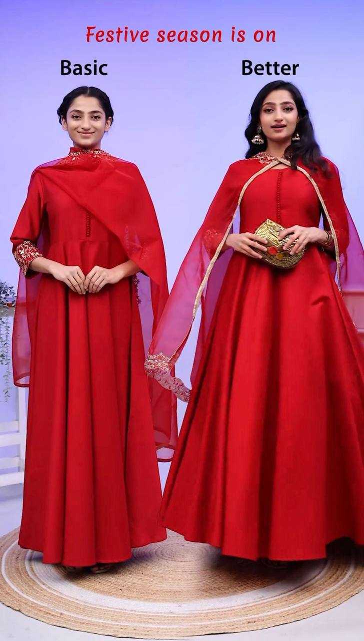 YNF TAPETA SILK RIN169 5751 GOWNS WHOLESALE LONG EMBROIDERY WORK GOWNS MANUFACTURER