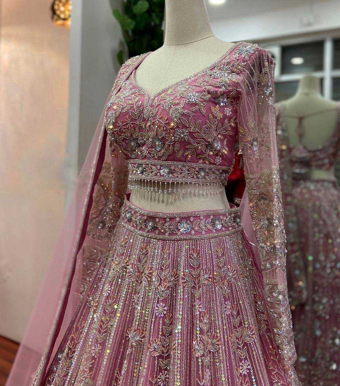 YNF BUTTERFLY NET RIN108 1652 LEHENGAS WHOLESALE WEDDING NET FANCY EMBROIDERED LEHENGAS MANUFACTURER