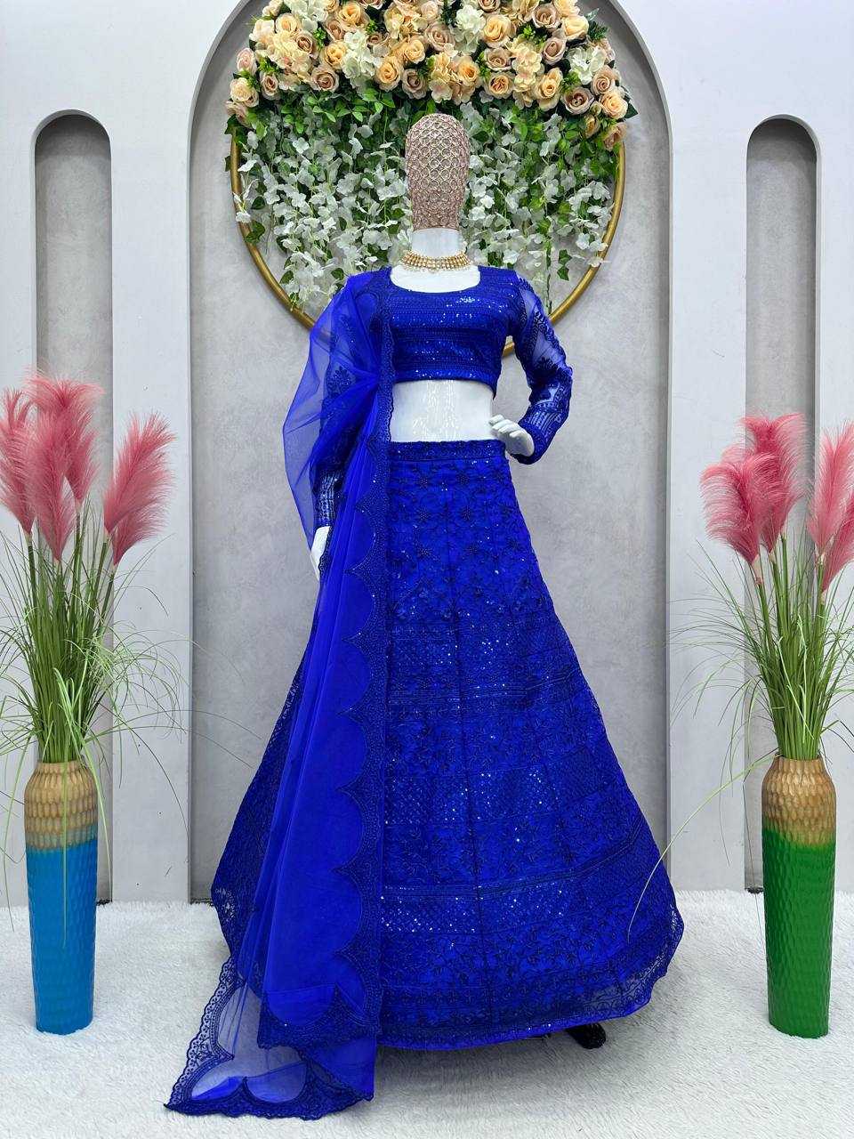 YNF BUTTERFLY NET RIN162 209 LEHENGAS WHOLESALE FANCY WEDDING NET FANCY EMBROIDERED LEHENGAS MANUFACTURER