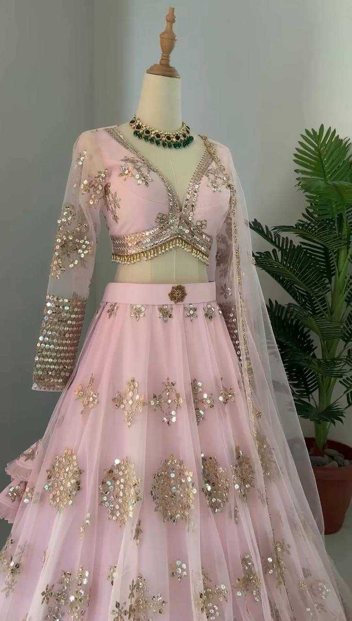 YNF BUTTERFLY NET RIN162 251 LEHENGAS WHOLESALE FANCY NET FANCY EMBROIDERED LEHENGAS MANUFACTURER