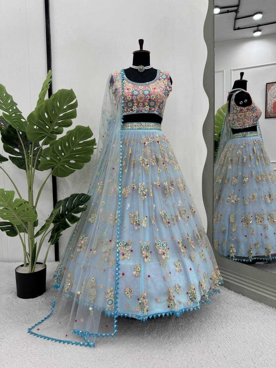 YNF BUTTERFLY NET RIN162 289 LEHENGAS WHOLESALE NET FANCY LEHENGAS FANCY EMBROIDERED LEHENGAS MANUFACTURER