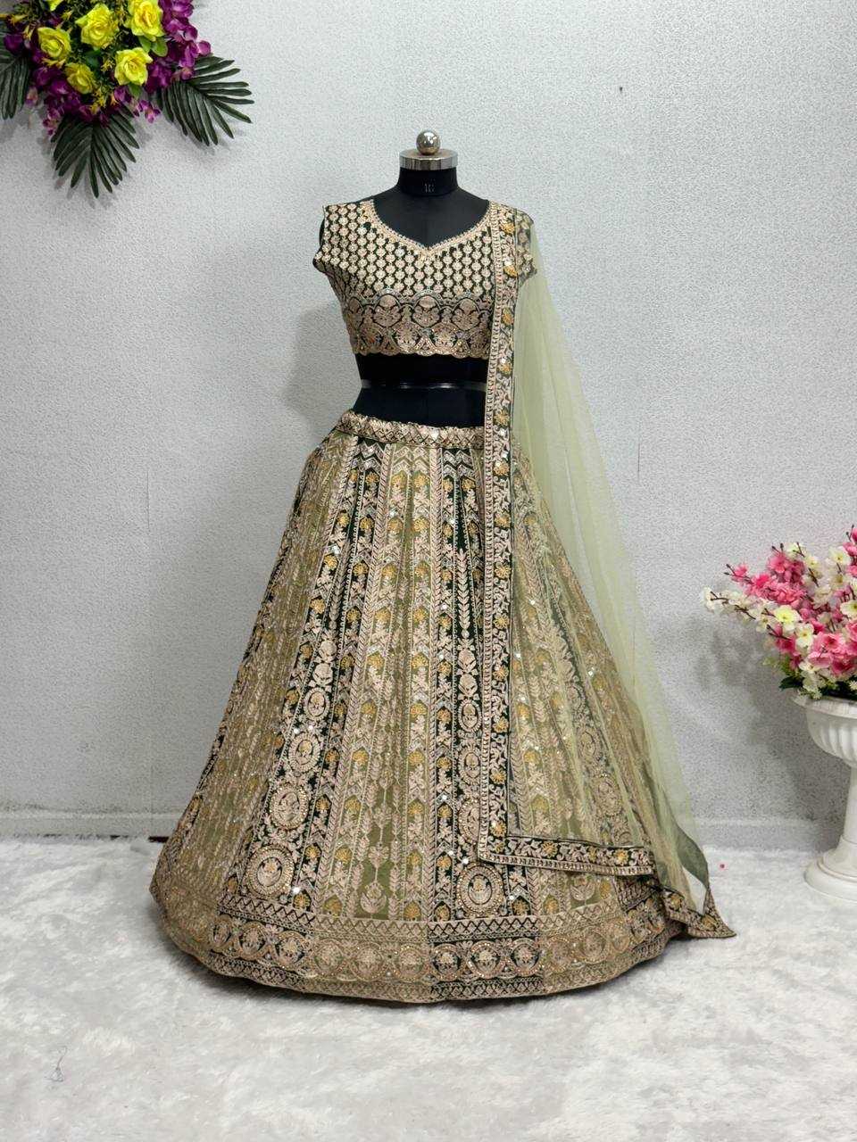 YNF FAUX GEORGETTE KESH138 1013 LEHENGAS WHOLESALE FANCY EMBROIDERED TRADITIONAL DESIGNER LEHENGAS MANUFACTURER