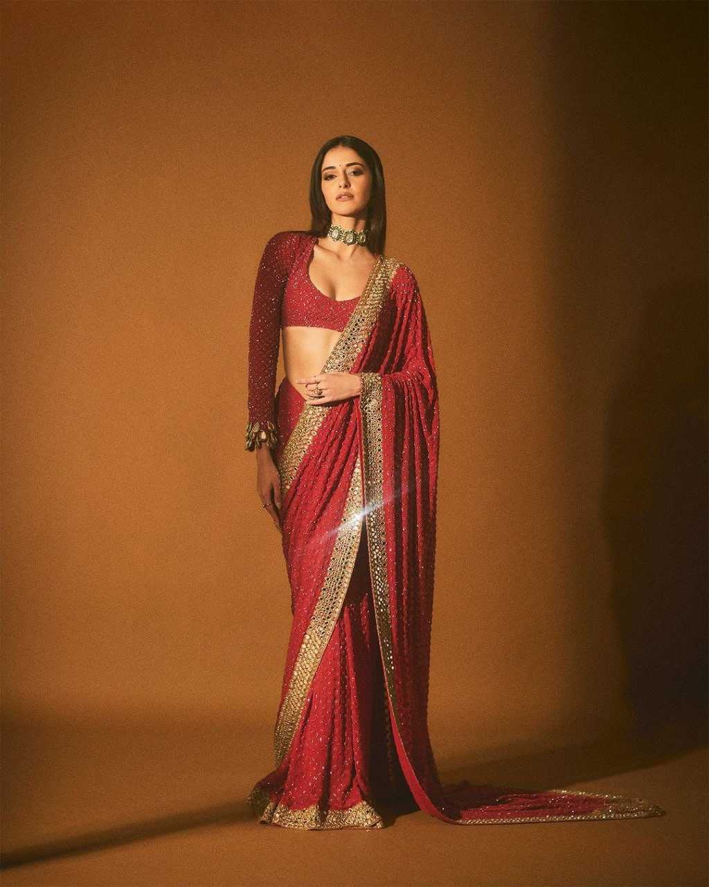 YNF FAUX GEORGETTE RIN133 427 SAREES WHOLESALE DESIGNER GEORGETTE SEQUENCE TEEJ KARWA CHAUTH ANANYA PANDEY SAREES MANUFACTURER