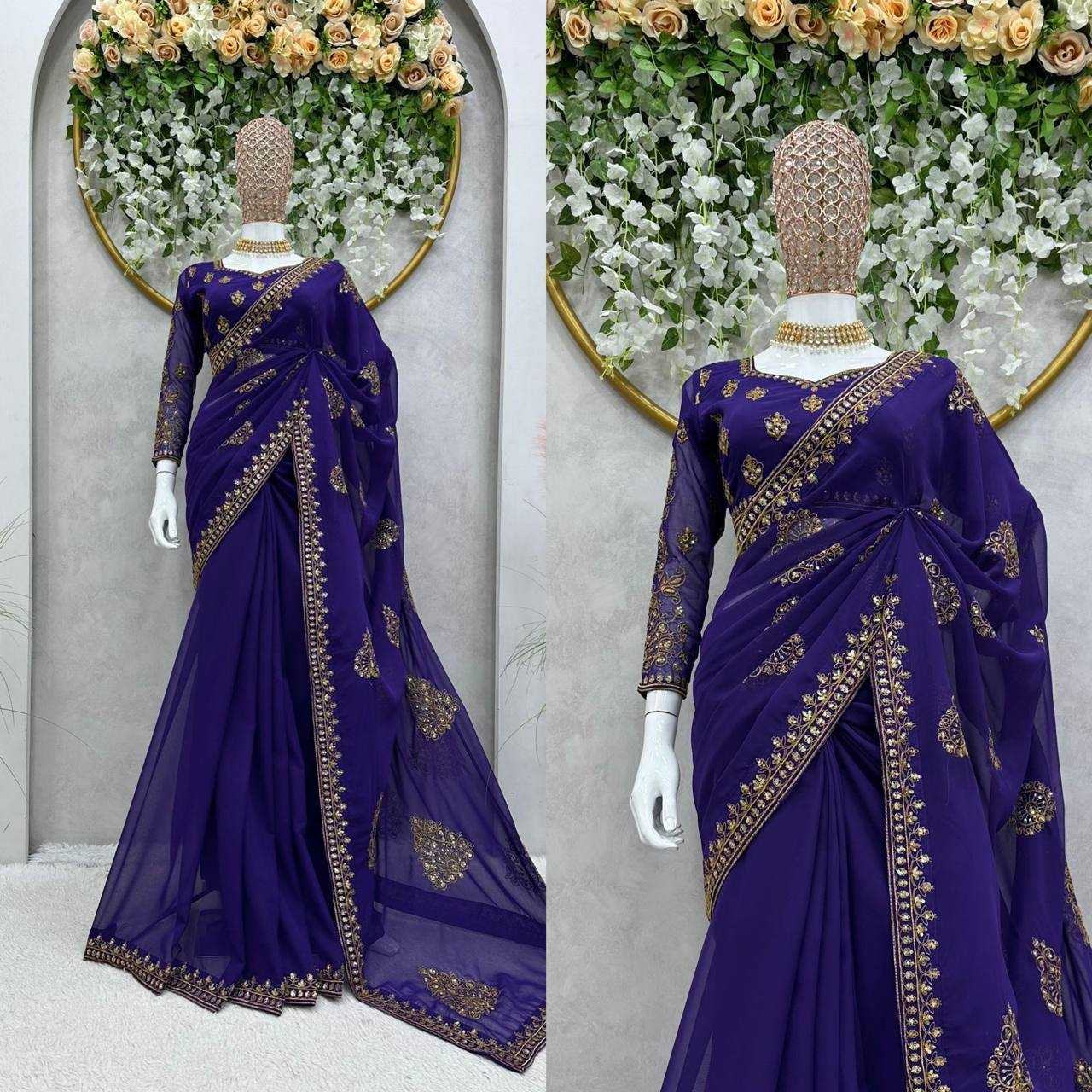 YNF FAUX GEORGETTE RIN133 451 SAREES WHOLESALE DESIGNER GEORGETTE SEQUENCE MADHURI DIXIT SAREEES WEDDING SAREES MANUFACTURER