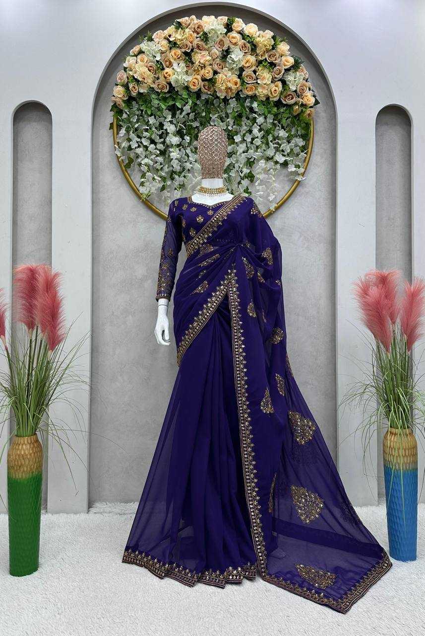 YNF FAUX GEORGETTE RIN133 451 SAREES WHOLESALE DESIGNER GEORGETTE SEQUENCE MADHURI DIXIT SAREEES WEDDING SAREES MANUFACTURER