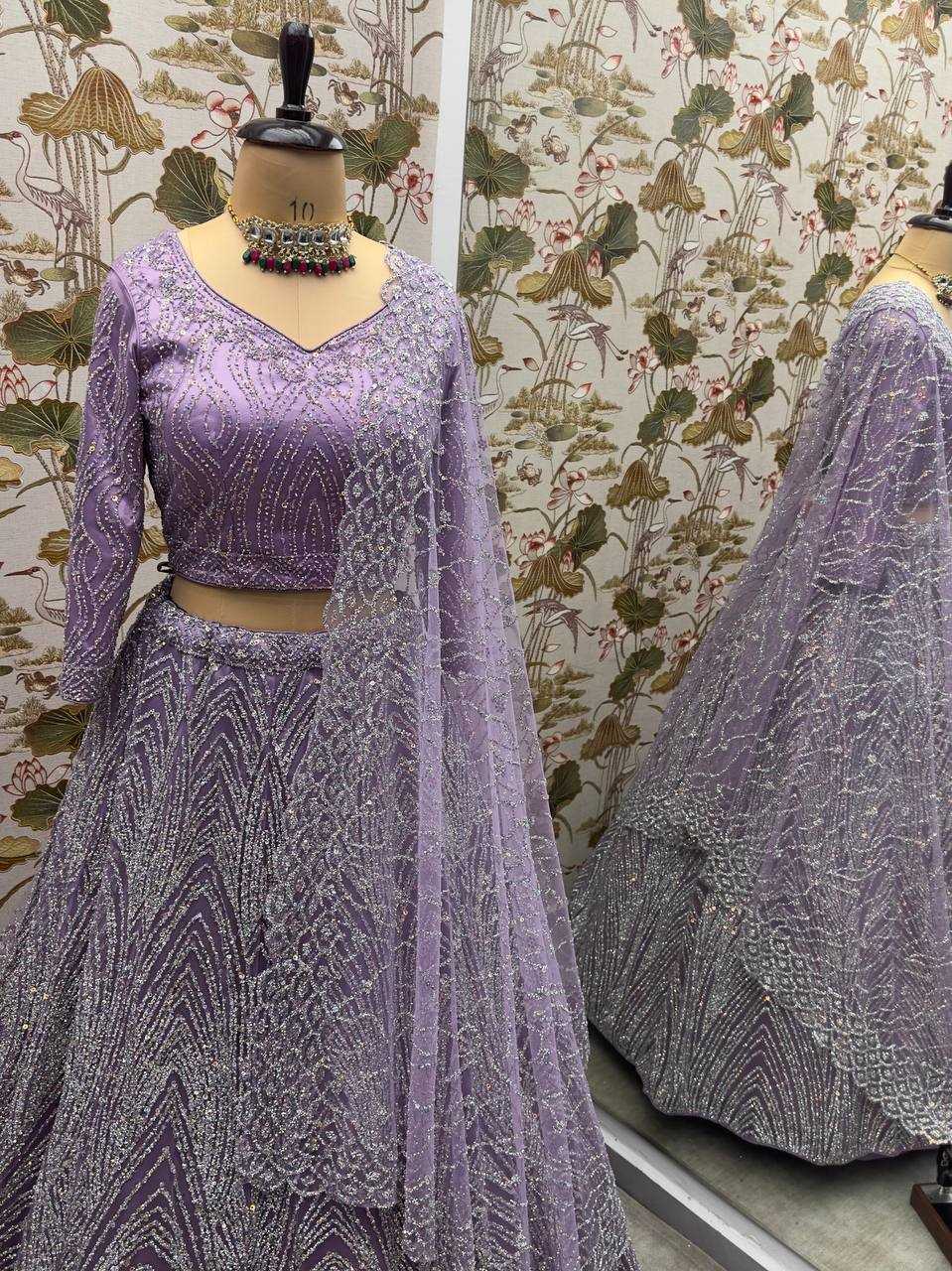 YNF NET RIN114 5027B LEHENGAS WHOLESALE DESIGNER FANCY WEDDING NET FANCY LEHENGAS MANUFACTURER