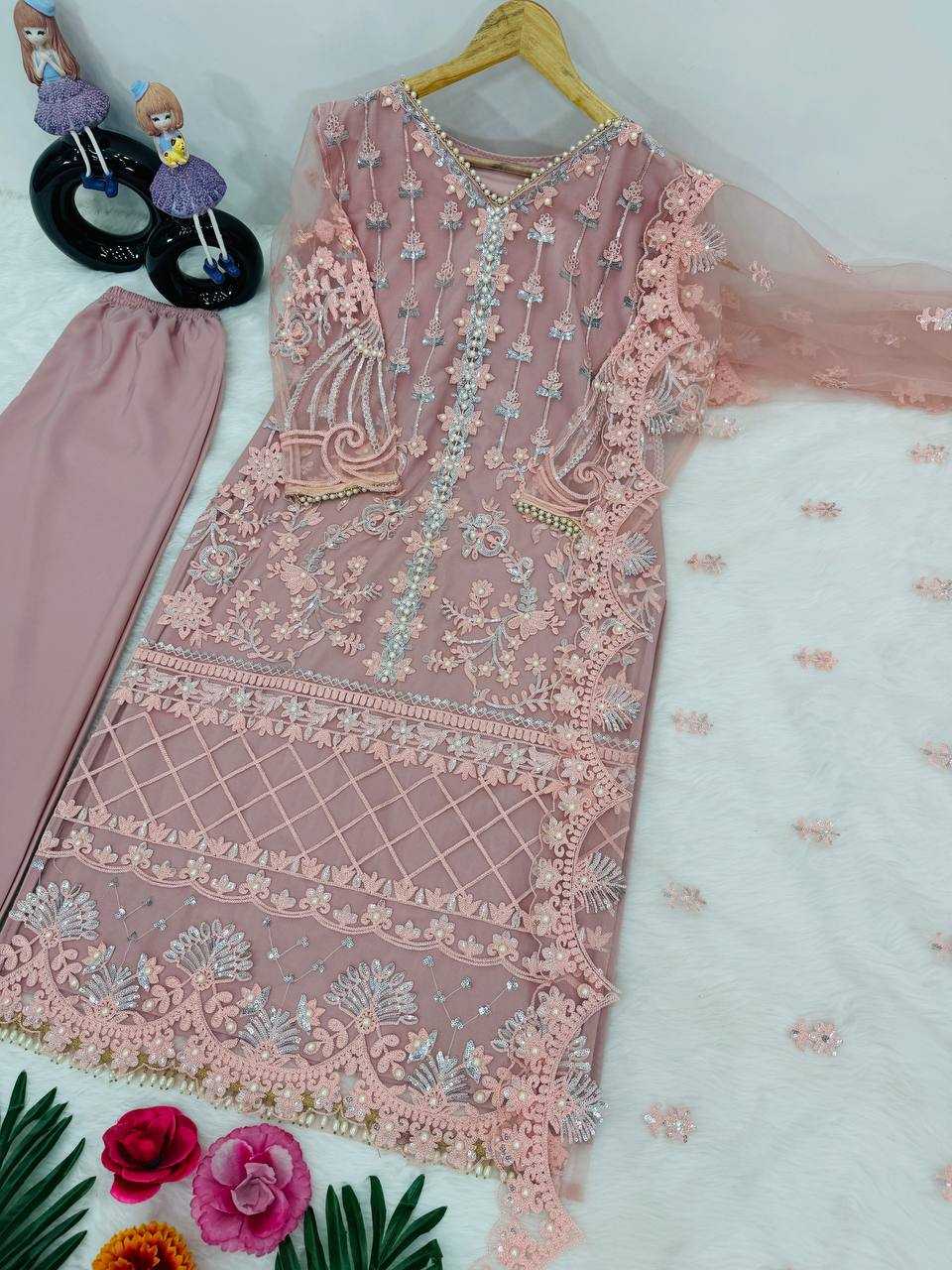 YNF SOFT NET KESH140 178 SUITS & DRESSES ISLAMIC CLOTHING WHOLESALE PAKISTANI PALAZZO PARTY WEAR  NET  SUITS MANUFACTURER