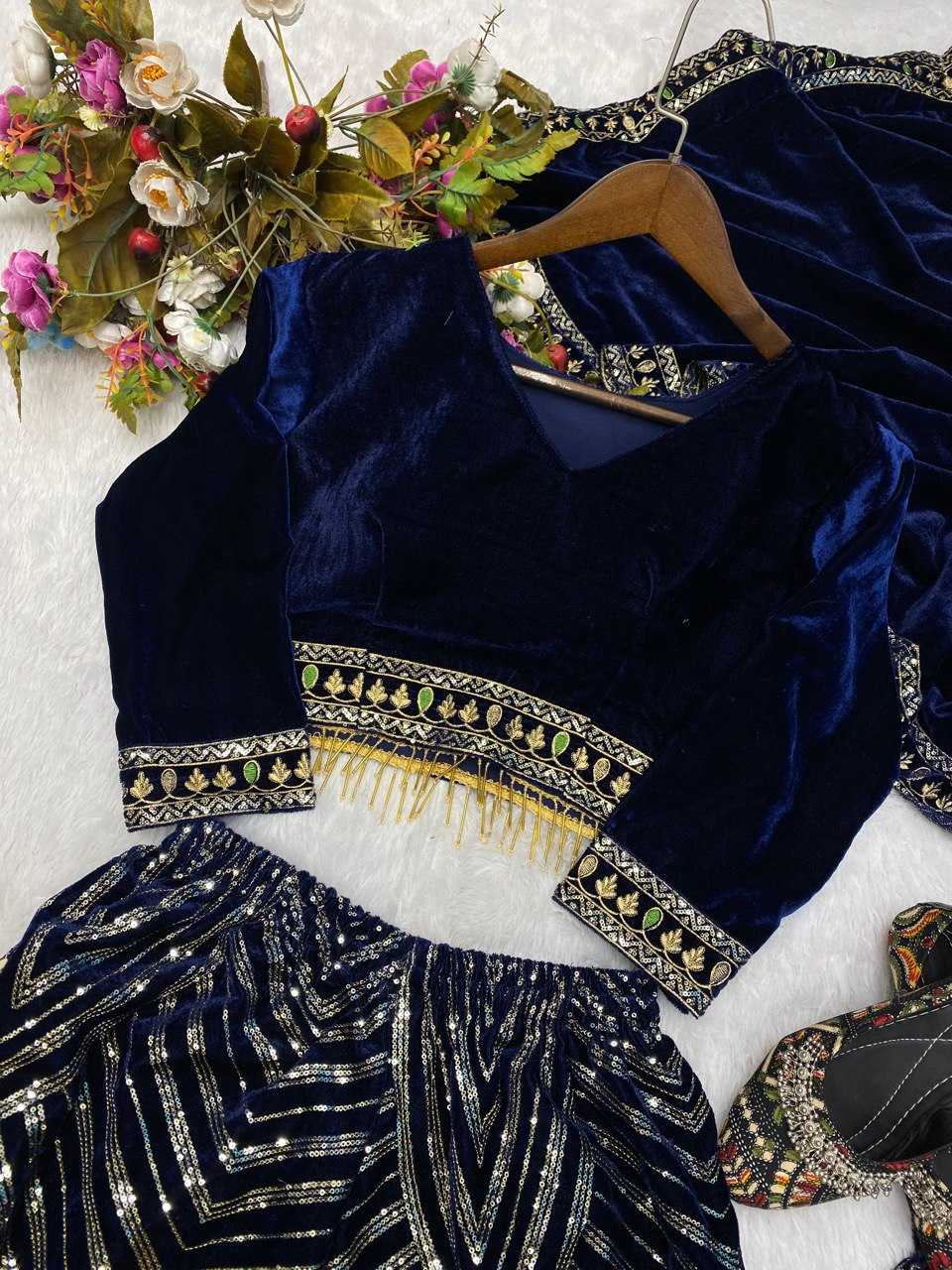  YNF VELVET RIN141 603 LEHENGAS WHOLESALE FANCY SILK EMBROIDERED VELVET LEHENGAS MANUFACTURER