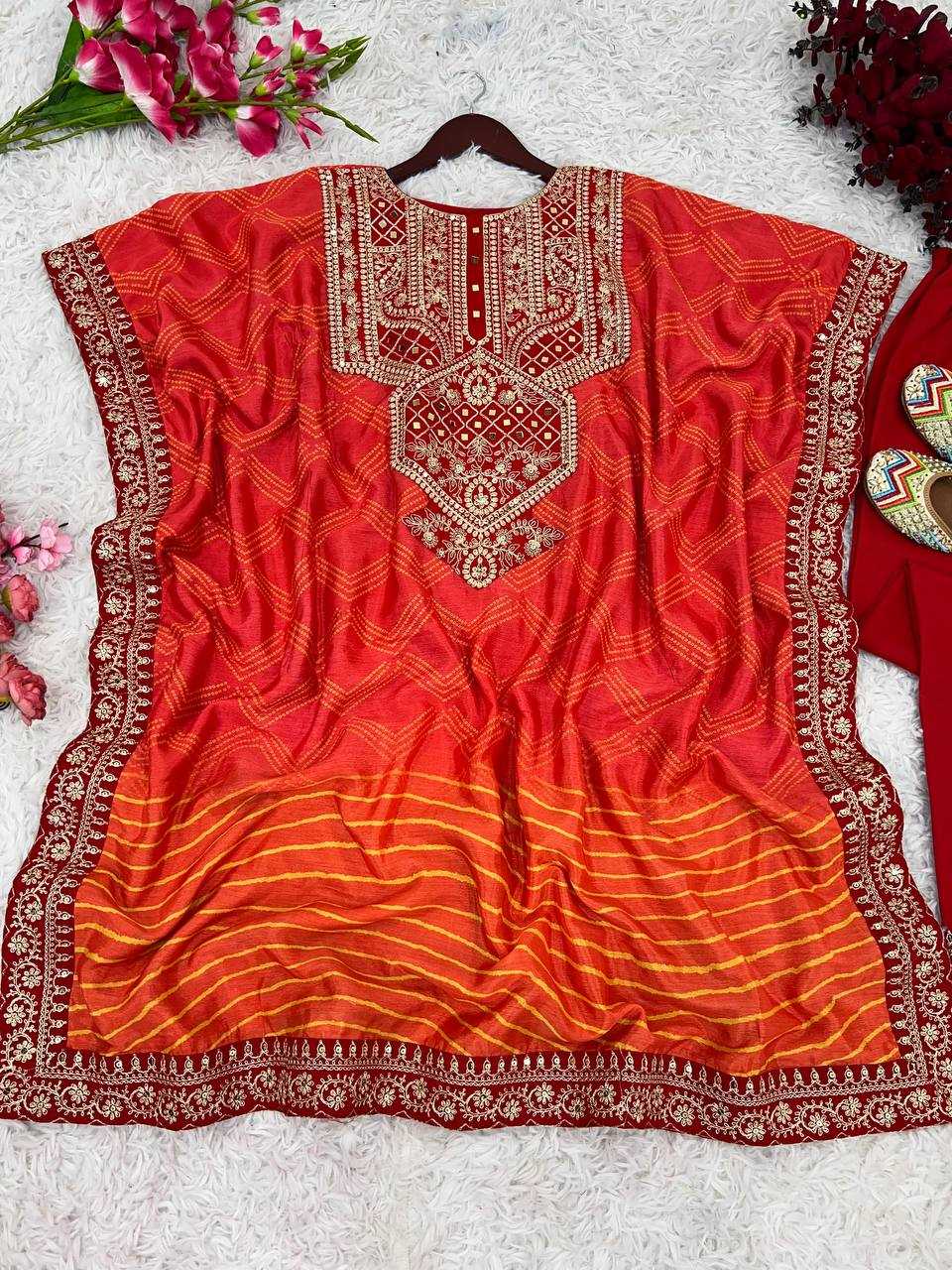 YNF CHINON KESH123 5206 KURTIS WHOLESALE PRINTED KURTIS WITH BOTTOM MIRROR WORK FANCY EMBROIDERED KURTIS MANUFACTURER