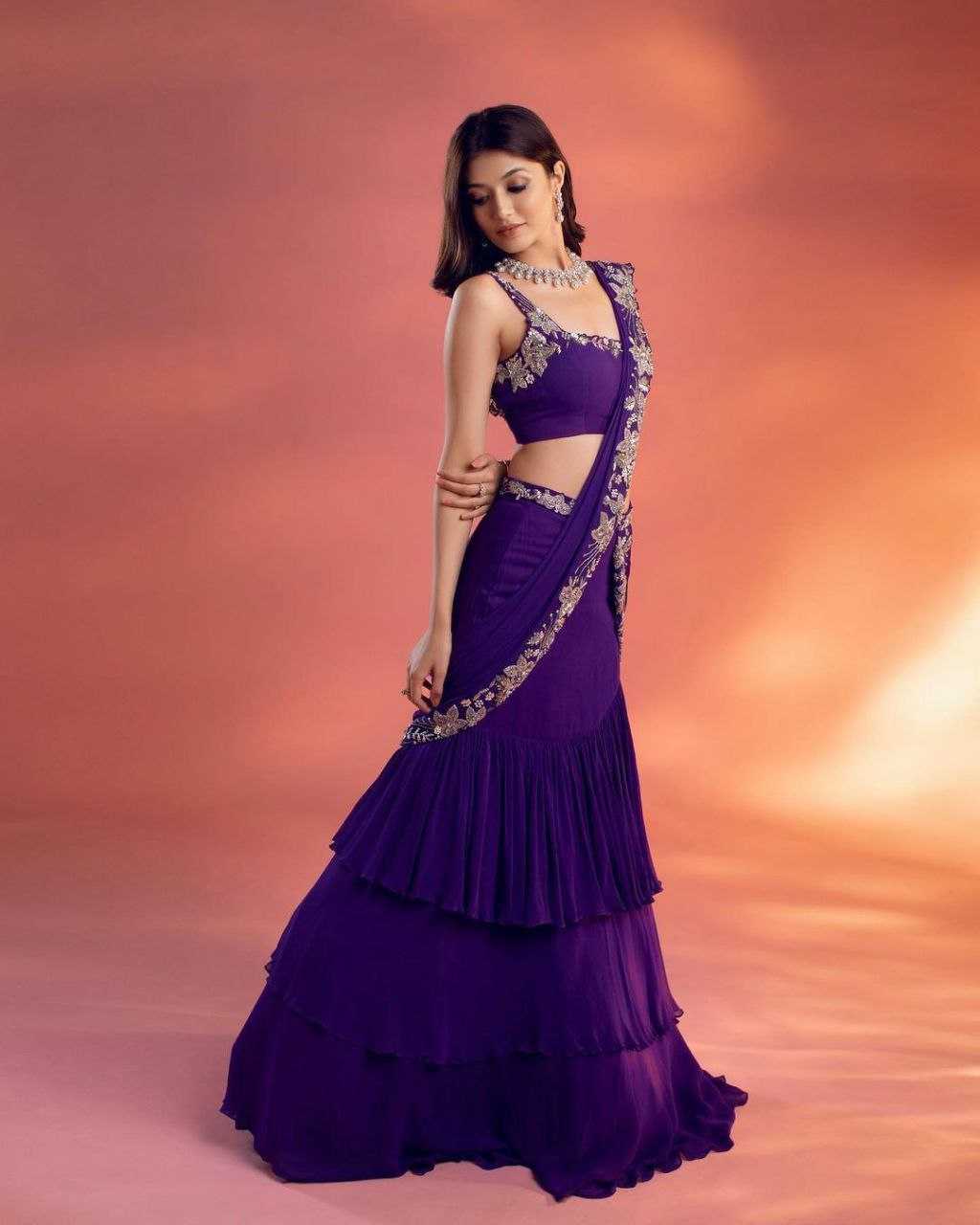 YNF CHINON KESH176 113 LEHENGA SAREES WHOLESALE LEHENGA SAREES FANCY EMBROIDERED RUFFLE PURPLE LEHENGAS MANUFACTURER