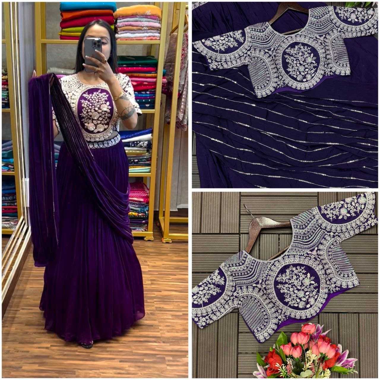 YNF CHINON KESH176 144 LEHENGAS WHOLESALE TRADITIONAL EMBROIDERED LEHENGA WITH DUPATTA LEHENGA WITH BLOUSE LEHENGA WITH BELT PURPLE LEHENGAS MANUFACTURER