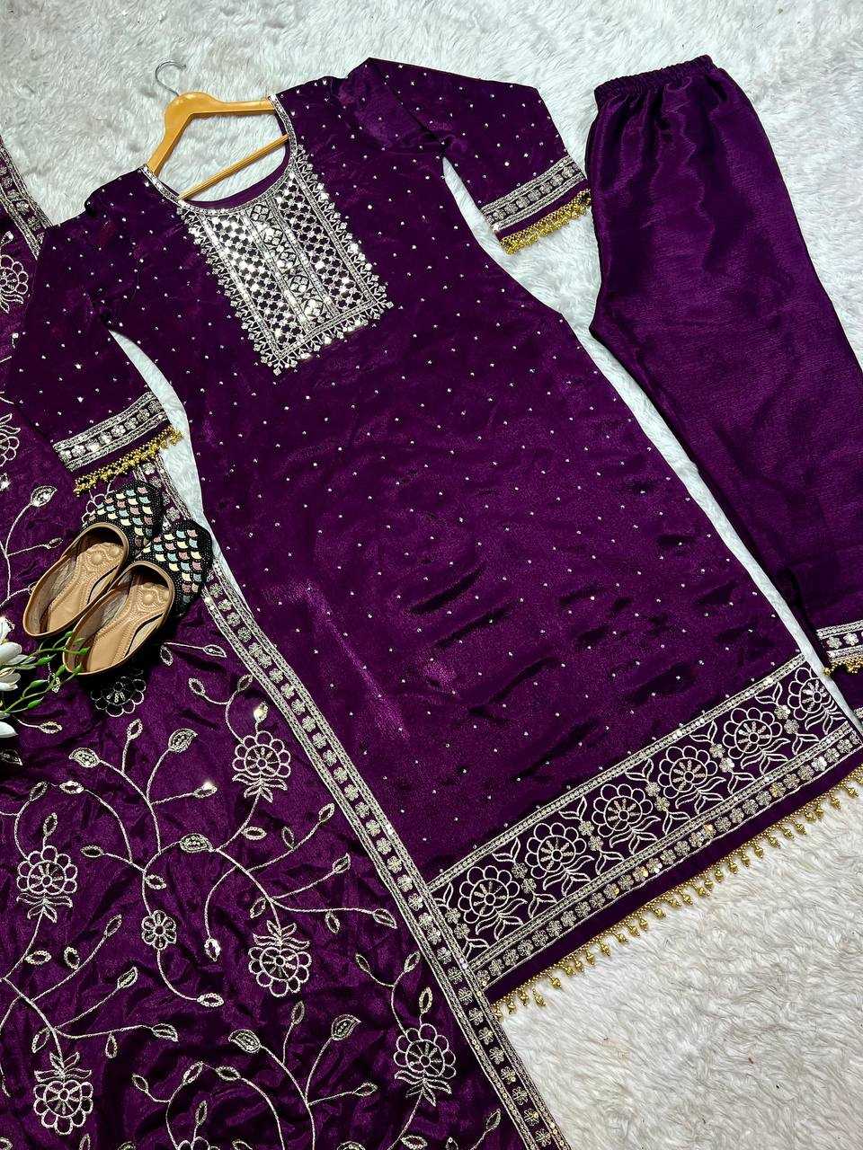 YNF CHINON SILK KESH143 430 SUITS & DRESSES WHOLESALE KASHMIRI EMBROIDERY LADIES SILK LADIES PARTY WEAR SUITS MANUFACTURER