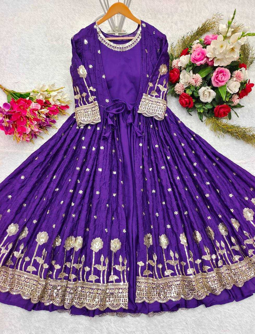 YNF CHINON SILK KESH156 8057 GOWNS WHOLESALE FANCY EMBROIDERY PARTY WEDDING DIWALI COLLECTIONS GOWNS MANUFACTURER