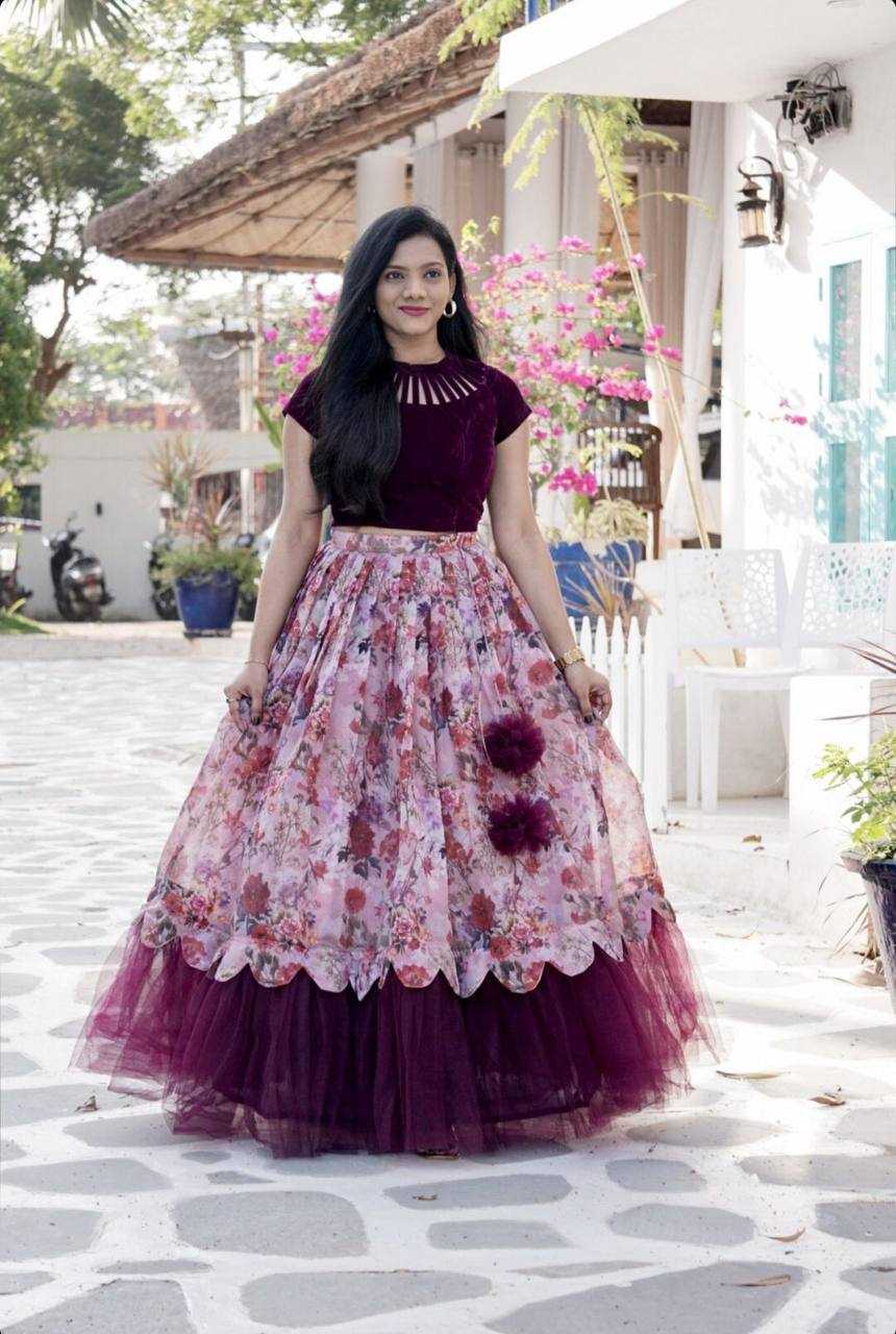 YNF FAUX GEORGETTE KESH211 LDY84 LEHENGAS WHOLESALE FANCY PRINTED  GEORGETTE CROP TOP PINK LEHENGAS MANUFACTURER