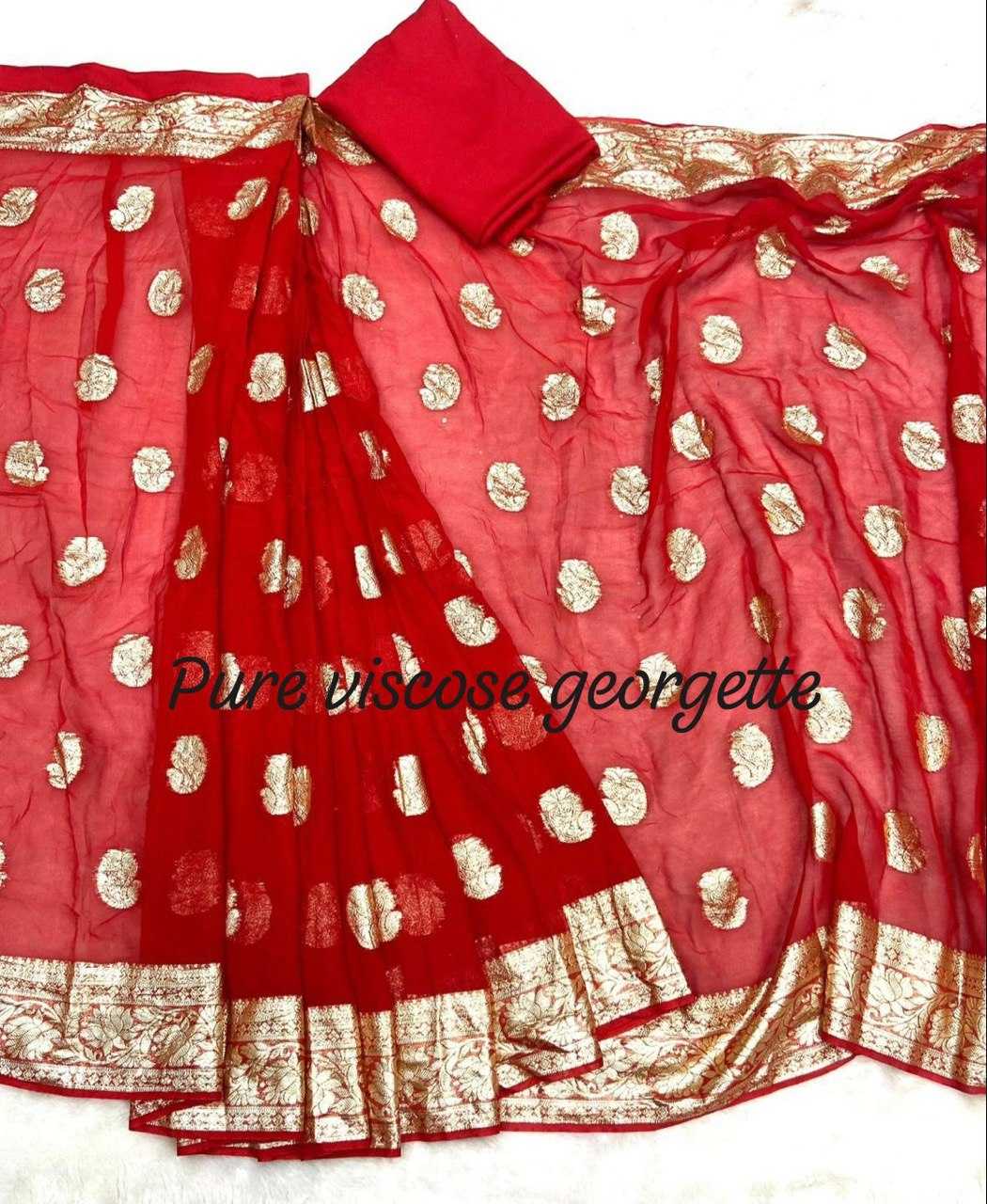 YNF PURE VISCOSE KESH162 VRT39 SAREES WHOLESALE READY TO WEAR PRE DRAPED BUTTA VISCOSE RED LIGHTWEIGHT SAREE WITH BLOUSE TEEJ KARWA CHAUTH SAREES MANUFACTURER