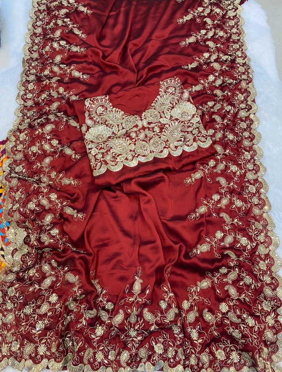 YNF SILK RIN164 RRS80 SAREES WHOLESALE SEQUENCE EMBROIDERED CUTWORK ZARI BORDER TEEJ KARWA CHAUTH SAREES MANUFACTURER