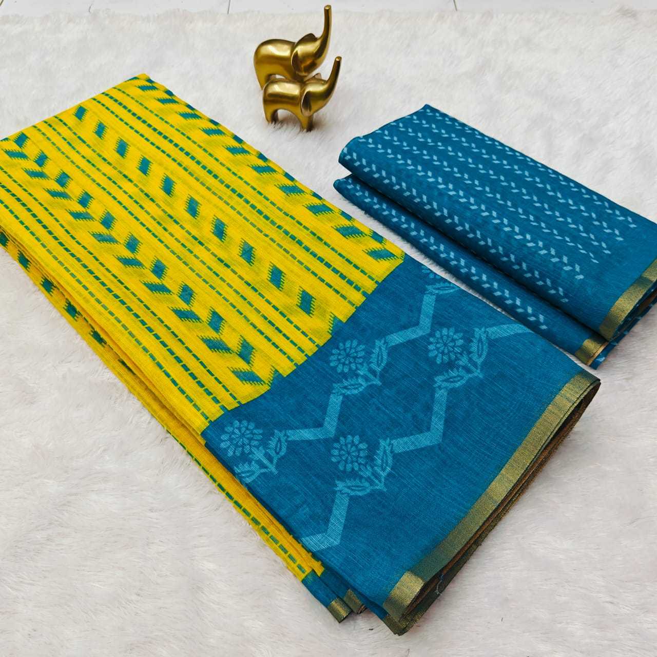 YNF SOFT COTTON RIN168 RKC43 SAREES WHOLESALE PRINTED COTTON LINEN LADIES SAREES MANUFACTURER