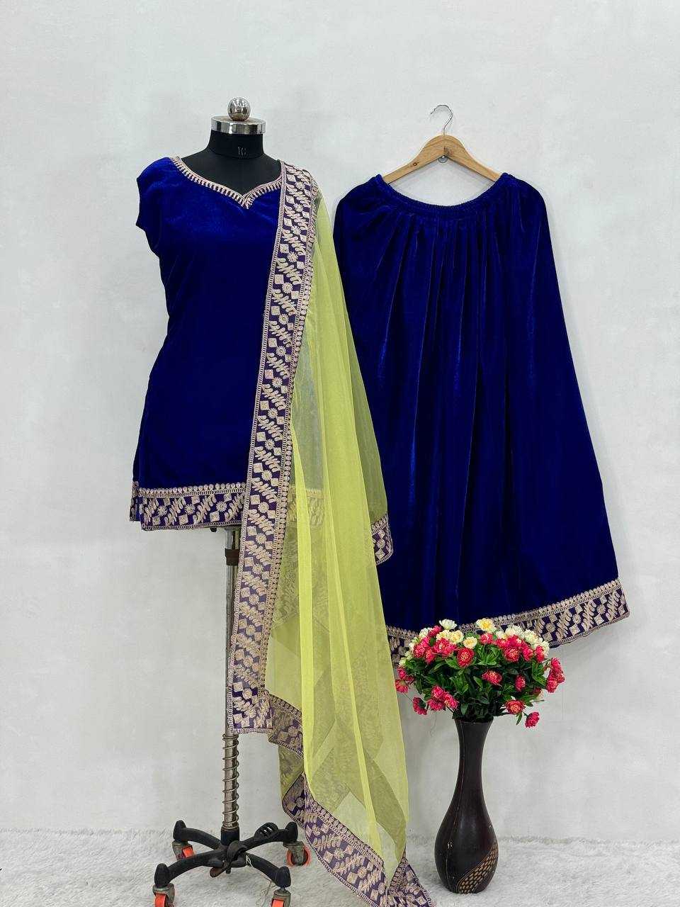 YNF VELVET KESH139 1658 SUITS & DRESSES WHOLESALE KASHMIRI VELVET PALAZZO LADIES SILK SUITS MANUFACTURER