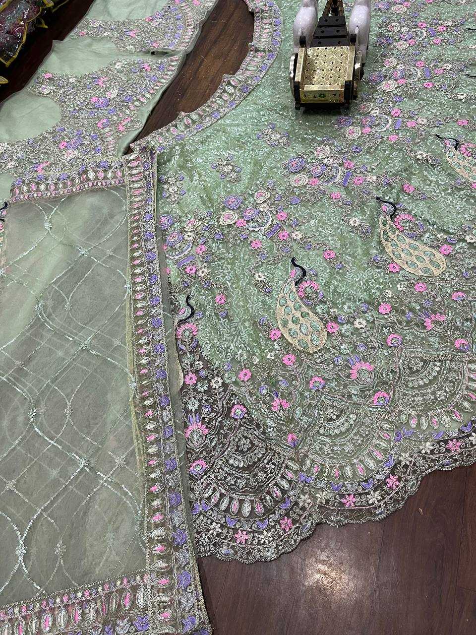 YNF BUTTERFLY NET RIN108 1676 LEHENGAS WHOLESALE DESIGGNER NET FANCY SEQUINS LEHENGAS MANUFACTURER